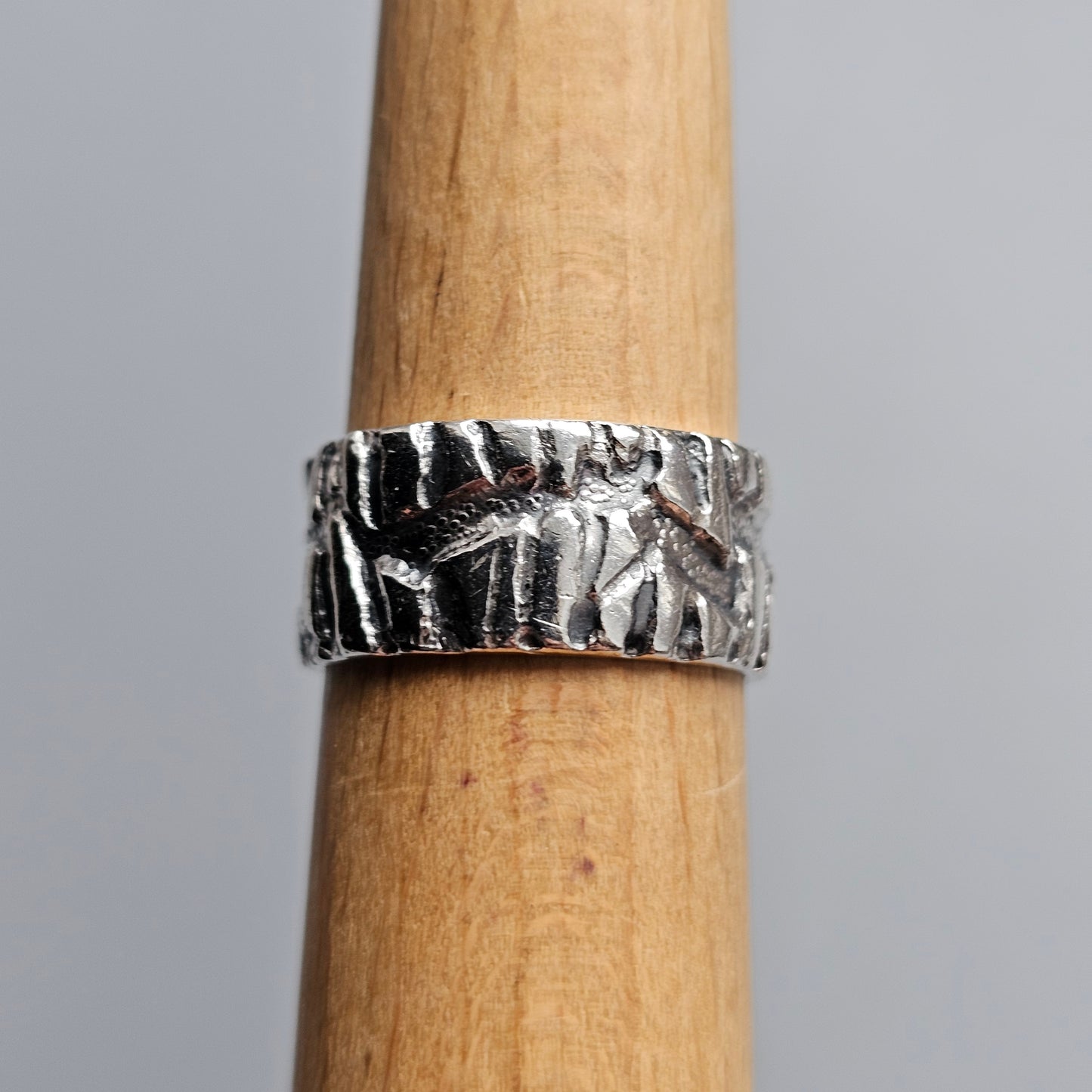 1970s Finnish Modernist Brutalist Sterling Silver Ring Band by Vuorikulta - UK Ring Size M 1/2 -  US Ring Size 6.5 -1976