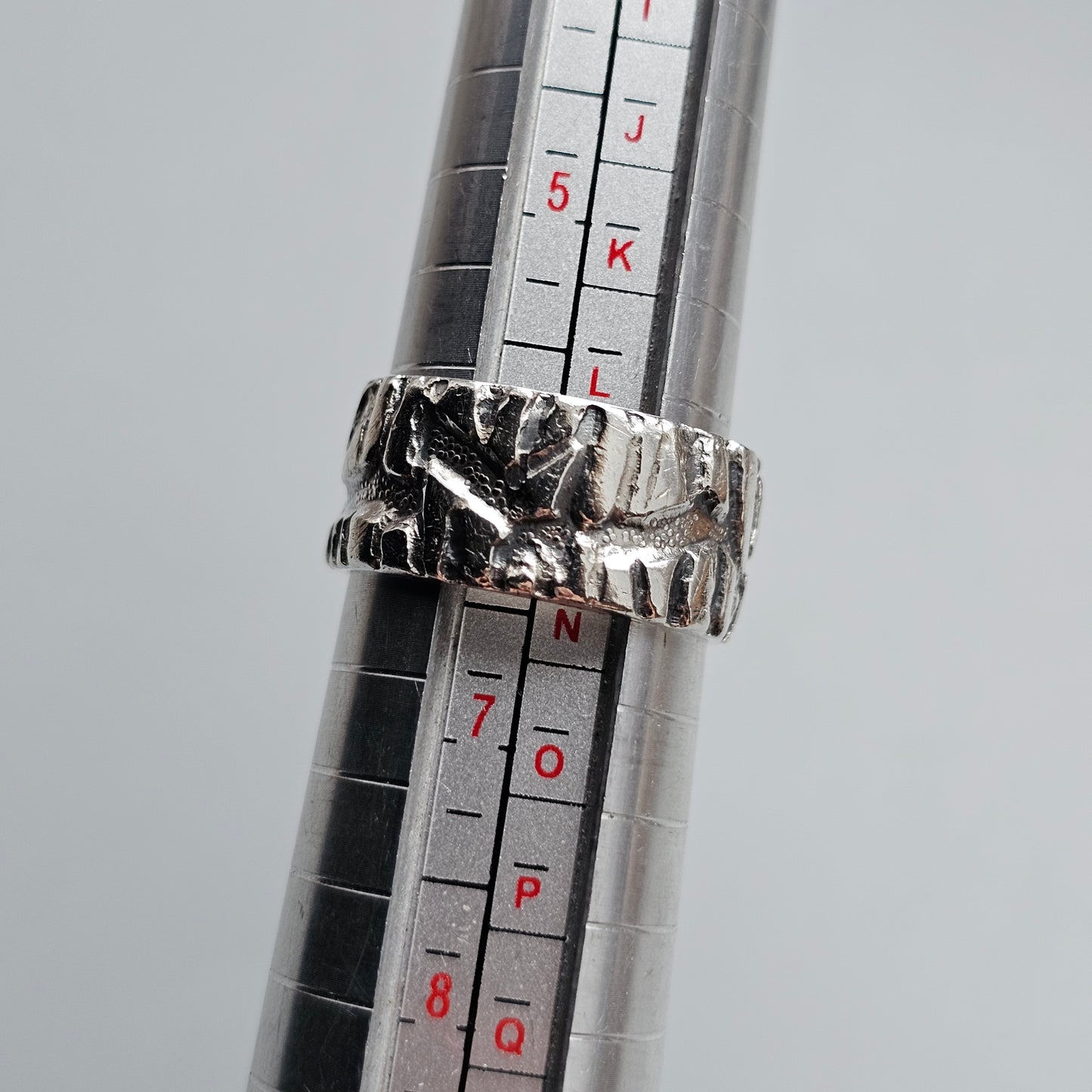 1970s Finnish Modernist Brutalist Sterling Silver Ring Band by Vuorikulta - UK Ring Size M 1/2 -  US Ring Size 6.5 -1976