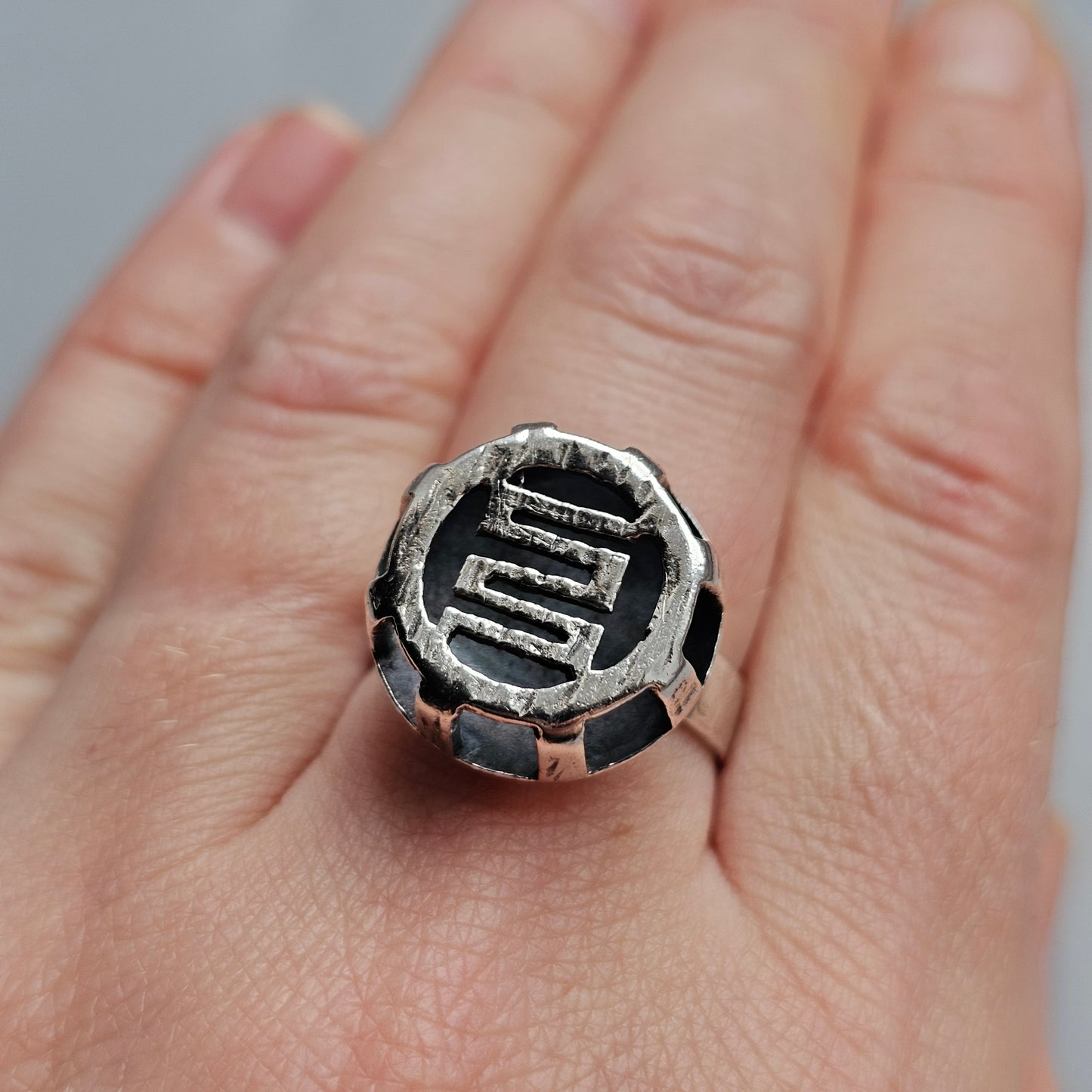 1970s Finnish Modernist Silver Ring by Tauno Kunnansalo - UK Ring Size O -  US Ring Size 7 - 1969