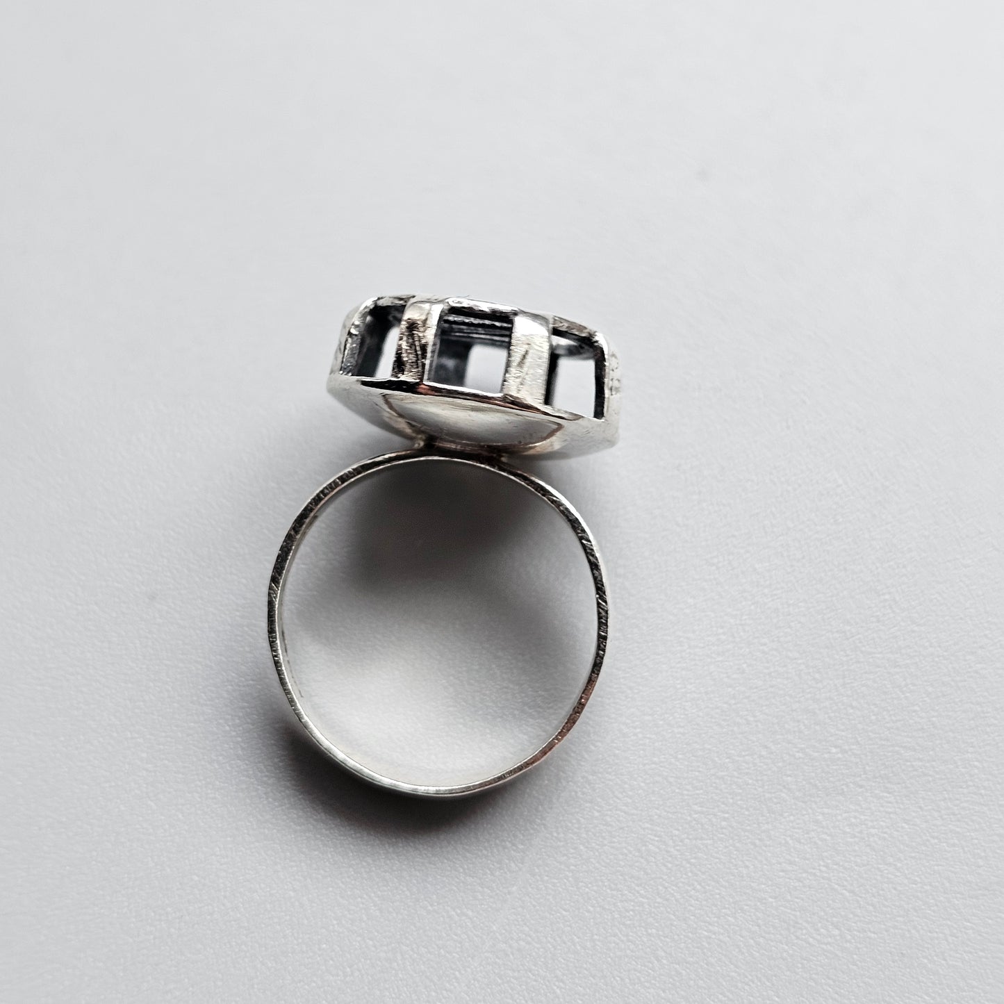 1970s Finnish Modernist Silver Ring by Tauno Kunnansalo - UK Ring Size O -  US Ring Size 7 - 1969