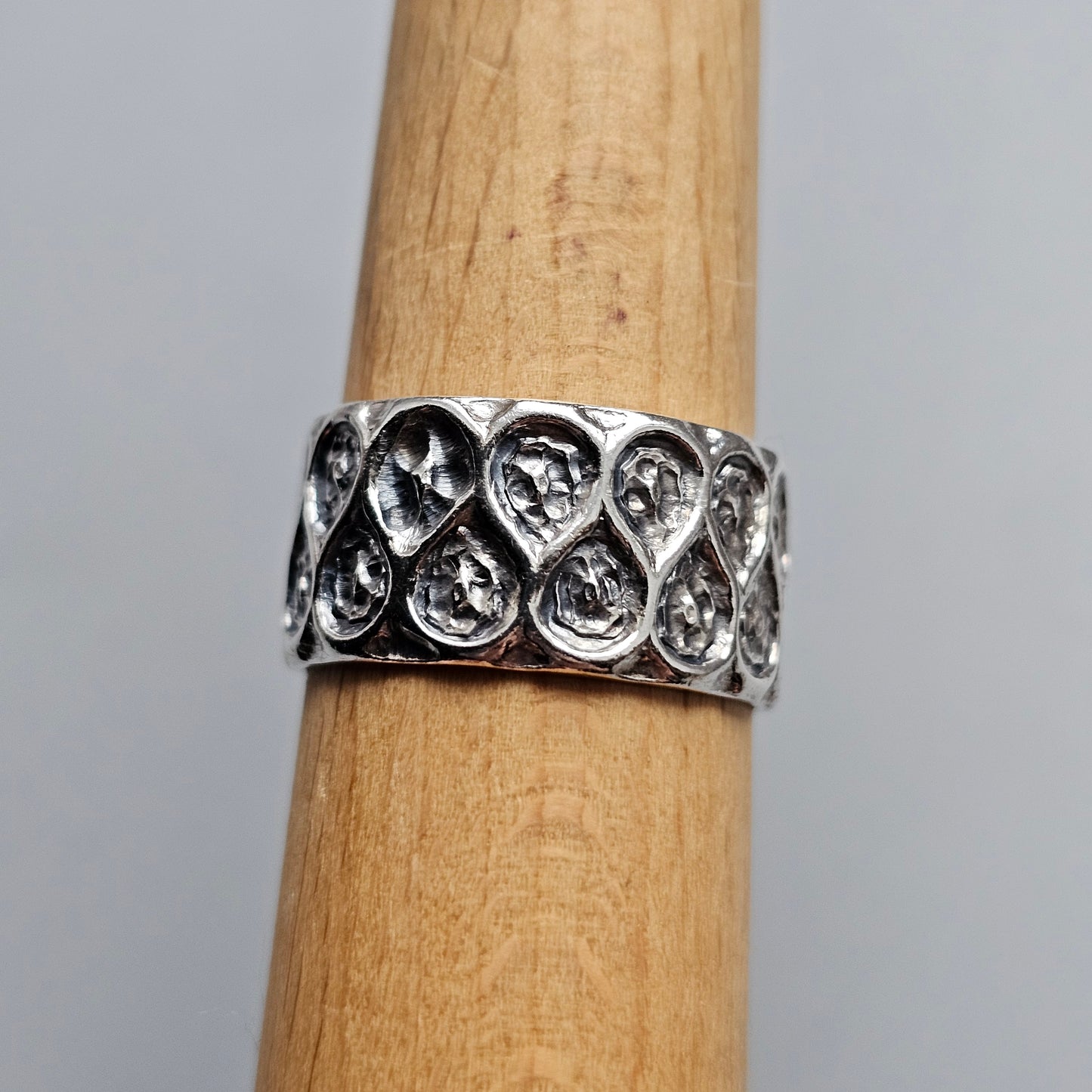 1960s Finnish Modernist Brutalist Silver Band by Lilja Bengt - UK Ring Size Q 1/2 -  US Ring Size 8.25 - 1968