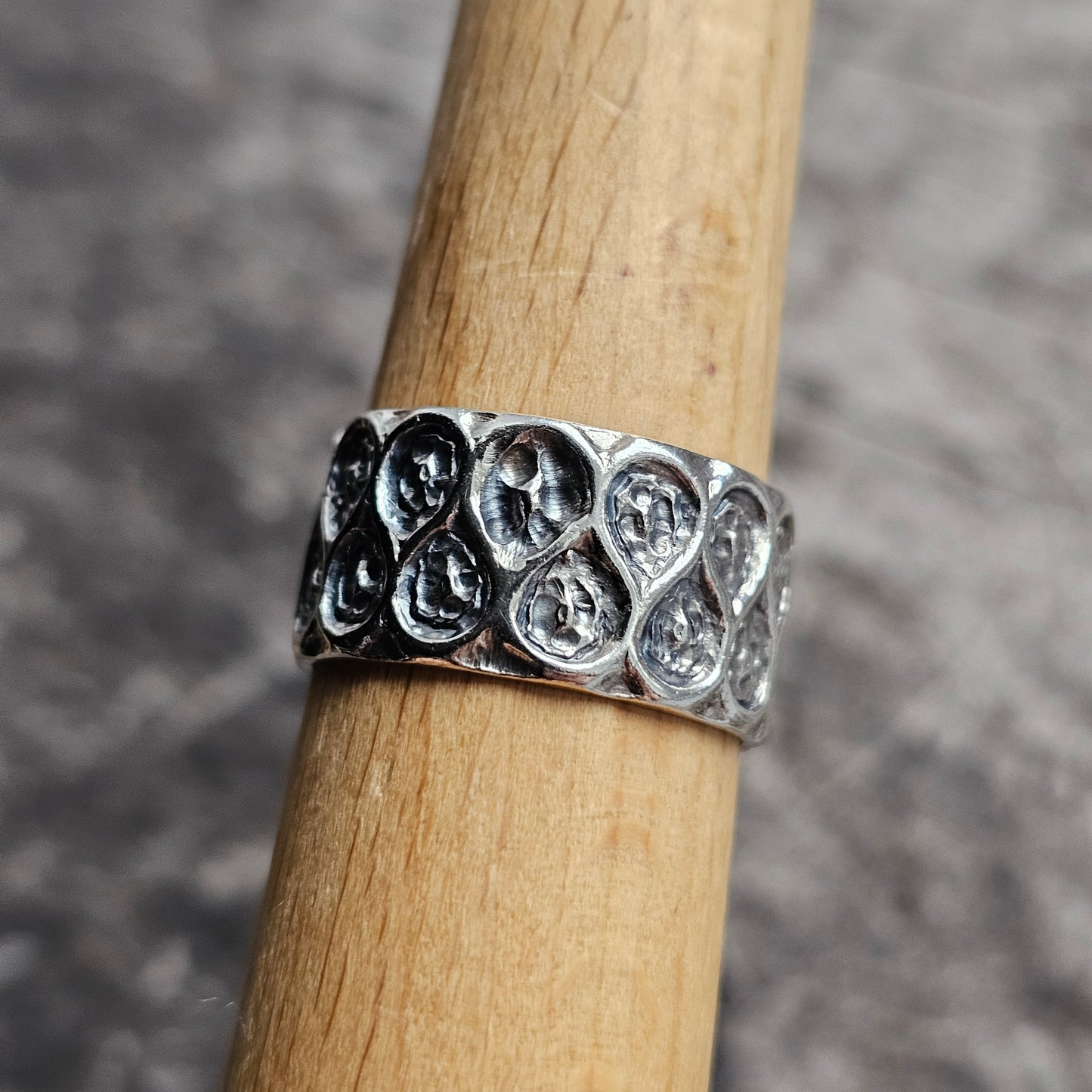 1960s Finnish Modernist Brutalist Silver Band by Lilja Bengt - UK Ring Size Q 1/2 -  US Ring Size 8.25 - 1968