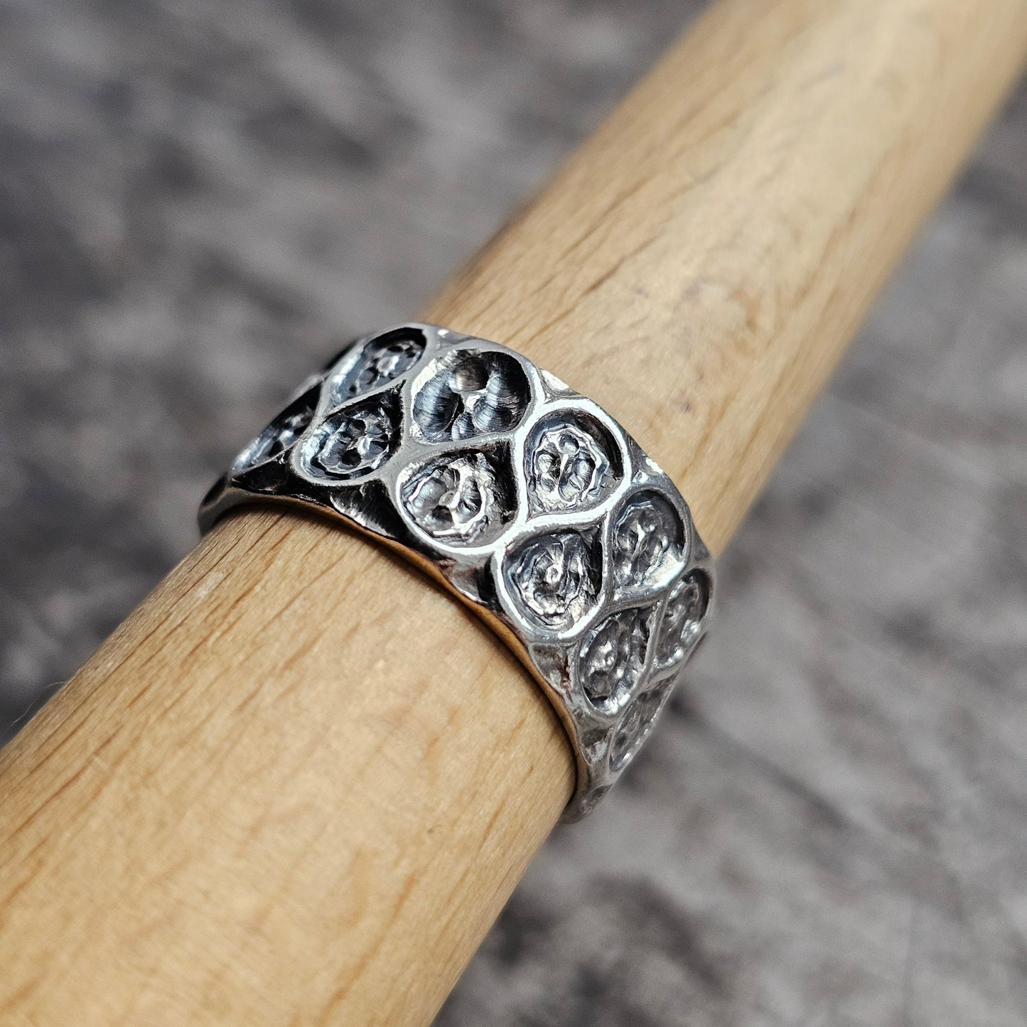 1960s Finnish Modernist Brutalist Silver Band by Lilja Bengt - UK Ring Size Q 1/2 -  US Ring Size 8.25 - 1968