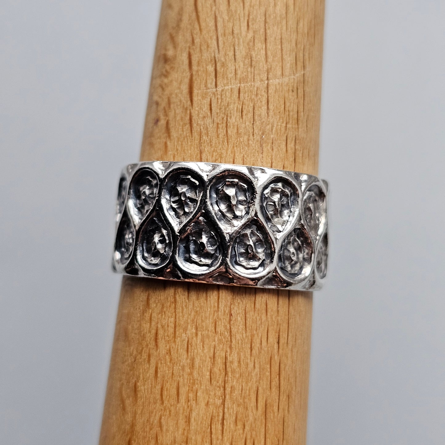 1960s Finnish Modernist Brutalist Silver Band by Lilja Bengt - UK Ring Size Q 1/2 -  US Ring Size 8.25 - 1968