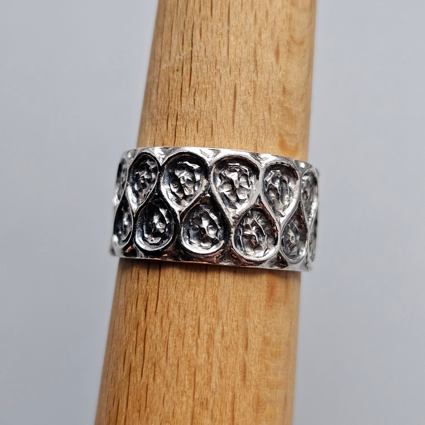 1960s Finnish Modernist Brutalist Silver Band by Lilja Bengt - UK Ring Size Q 1/2 -  US Ring Size 8.25 - 1968