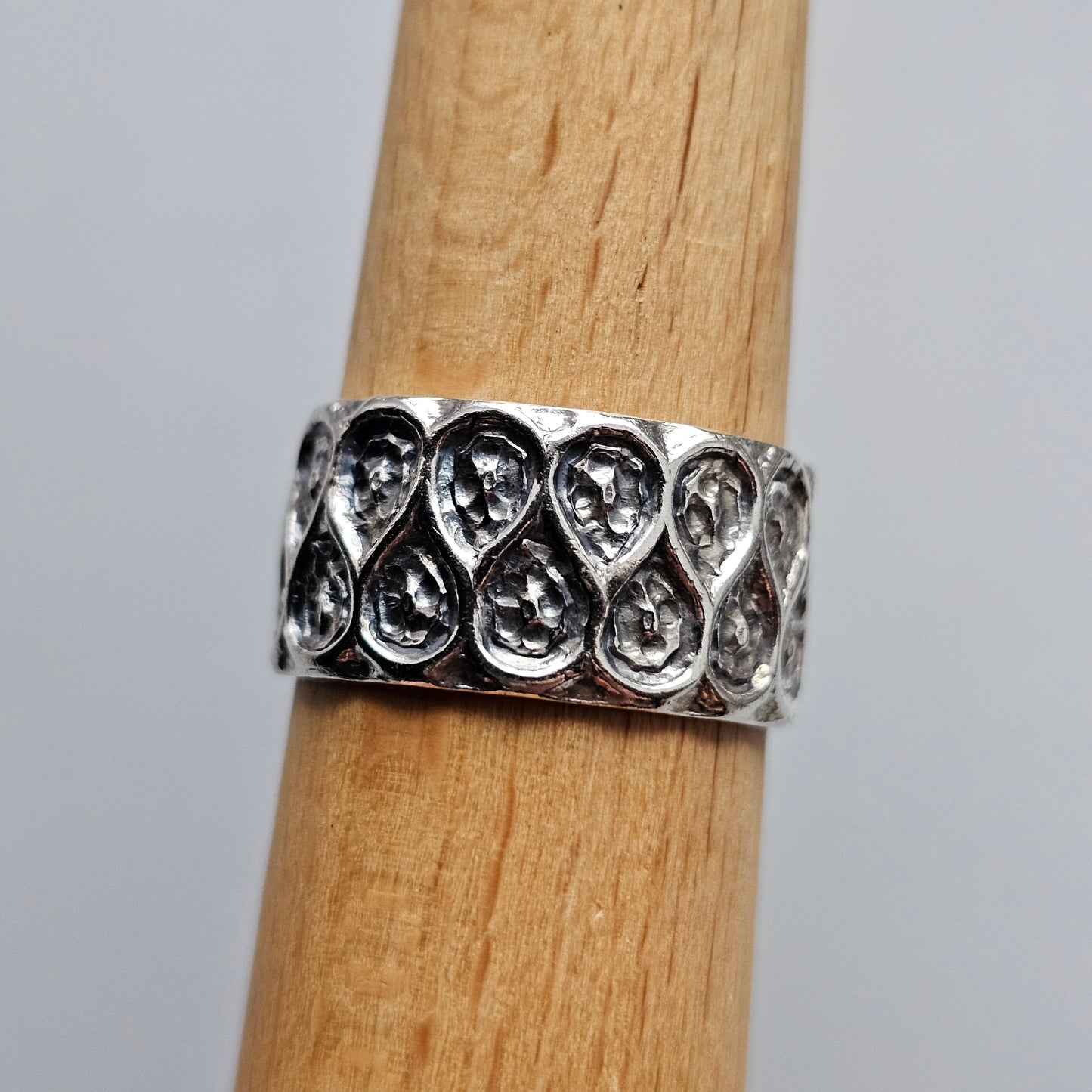 1960s Finnish Modernist Brutalist Silver Band by Lilja Bengt - UK Ring Size Q 1/2 -  US Ring Size 8.25 - 1968