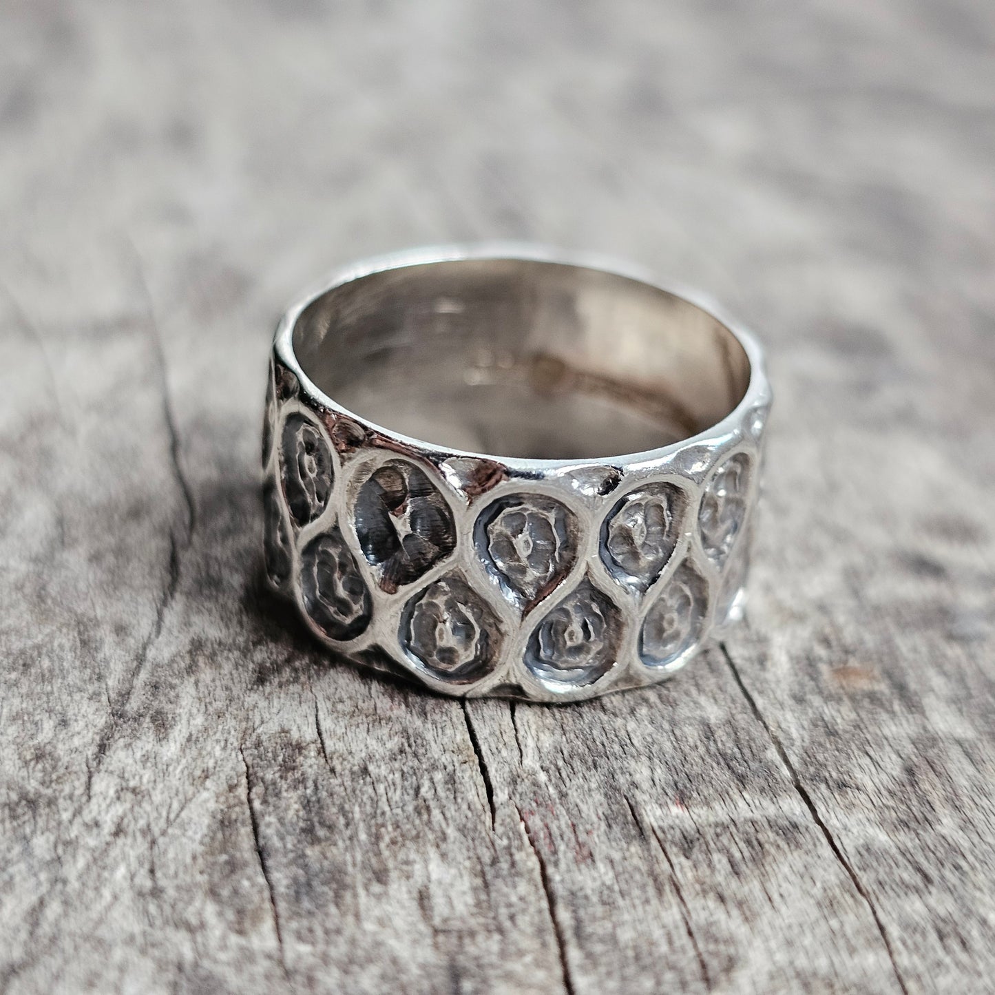 1960s Finnish Modernist Brutalist Silver Band by Lilja Bengt - UK Ring Size Q 1/2 -  US Ring Size 8.25 - 1968