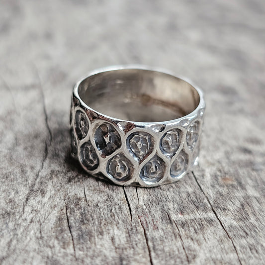 1960s Finnish Modernist Brutalist Silver Band by Lilja Bengt - UK Ring Size Q 1/2 -  US Ring Size 8.25 - 1968