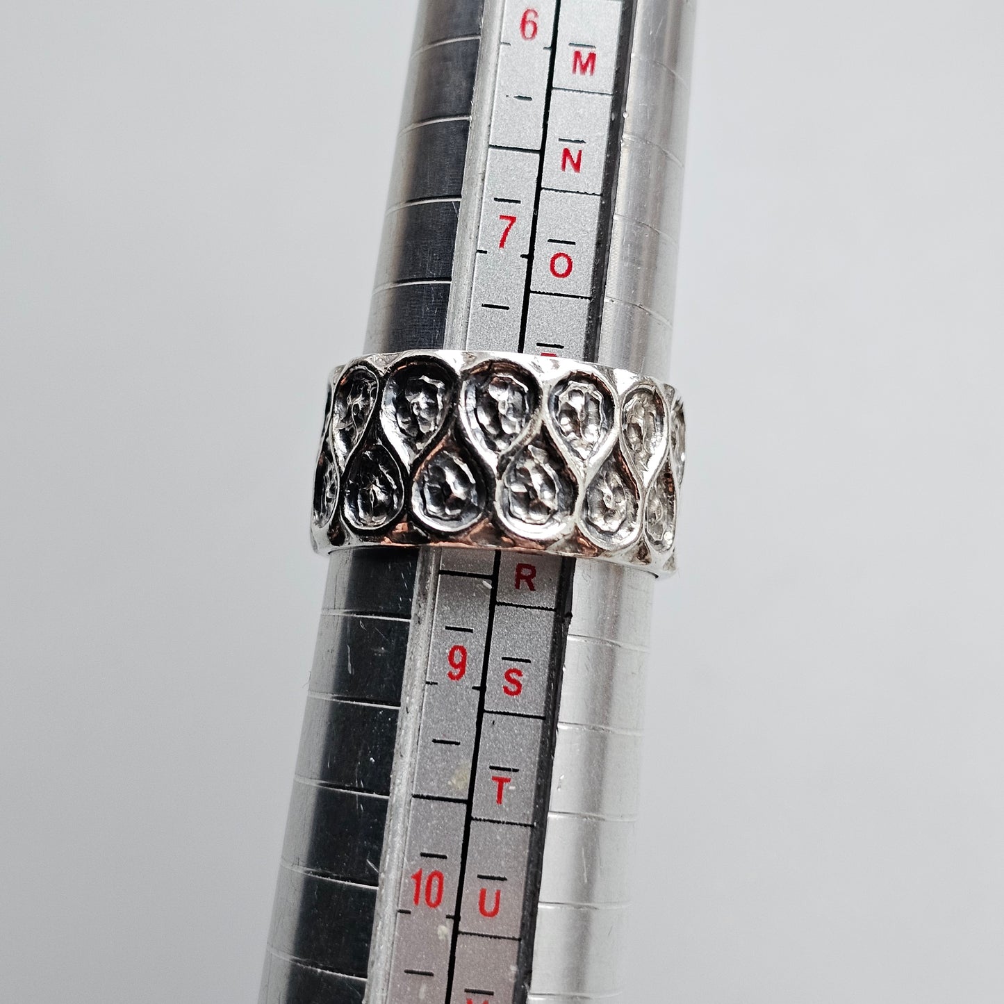 1960s Finnish Modernist Brutalist Silver Band by Lilja Bengt - UK Ring Size Q 1/2 -  US Ring Size 8.25 - 1968