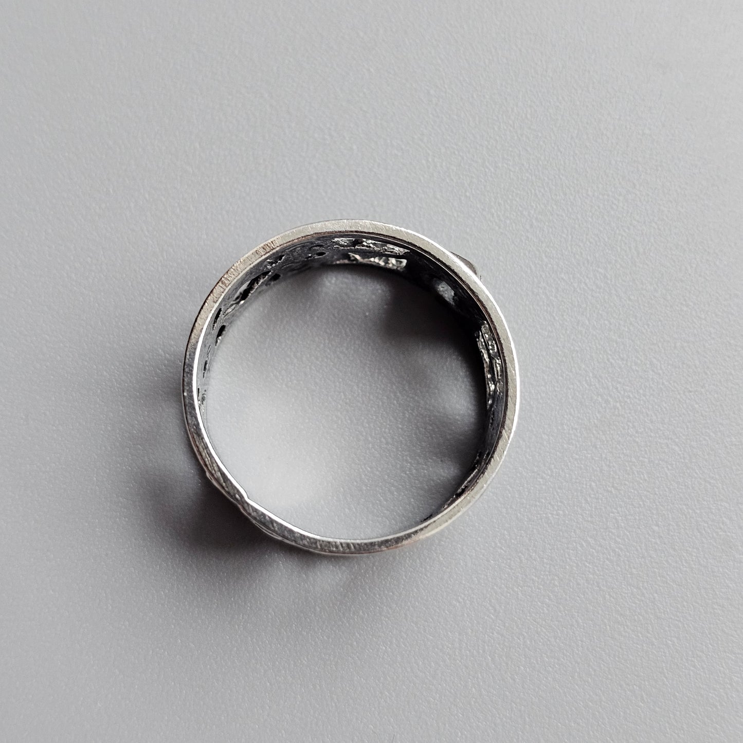 Vintage 1970s Finnish Silver Openwork Ring with Rose Bud and Leaf Motif - 1971