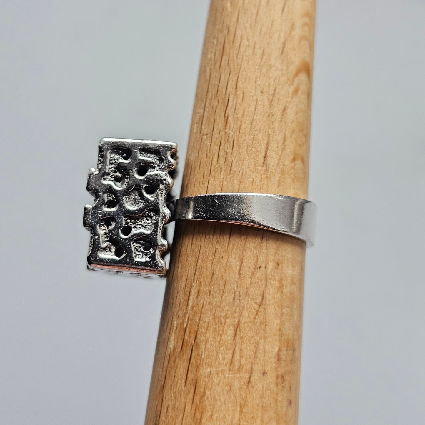 1970s Abstract Brutalist Cube Finnish Silver Ring by Martti Viikinniemi - UK Ring Size K 1/2  -  US Ring Size 5 1/2 - 1970