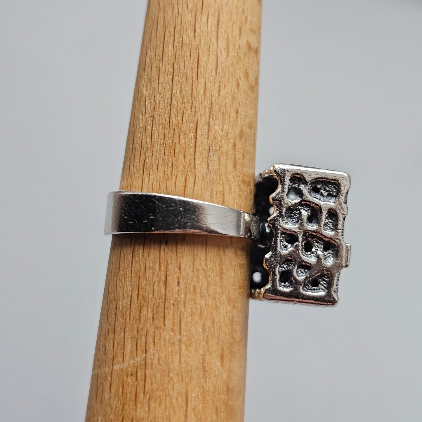 1970s Abstract Brutalist Cube Finnish Silver Ring by Martti Viikinniemi - UK Ring Size K 1/2  -  US Ring Size 5 1/2 - 1970
