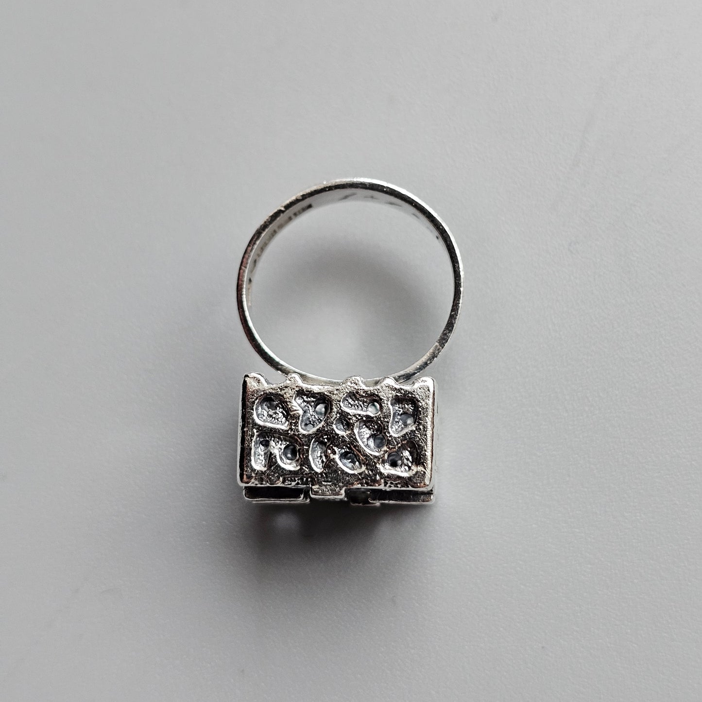 1970s Abstract Brutalist Cube Finnish Silver Ring by Martti Viikinniemi - UK Ring Size K 1/2  -  US Ring Size 5 1/2 - 1970