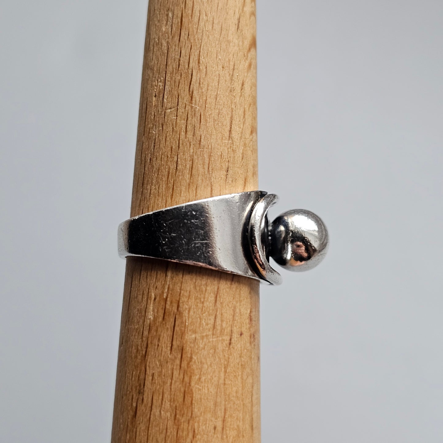 1970s Finnish Modernist Silver Ball Ring by Erik Granit & Co - UK Ring Size L 1/2 -  US Ring Size 6- 1970