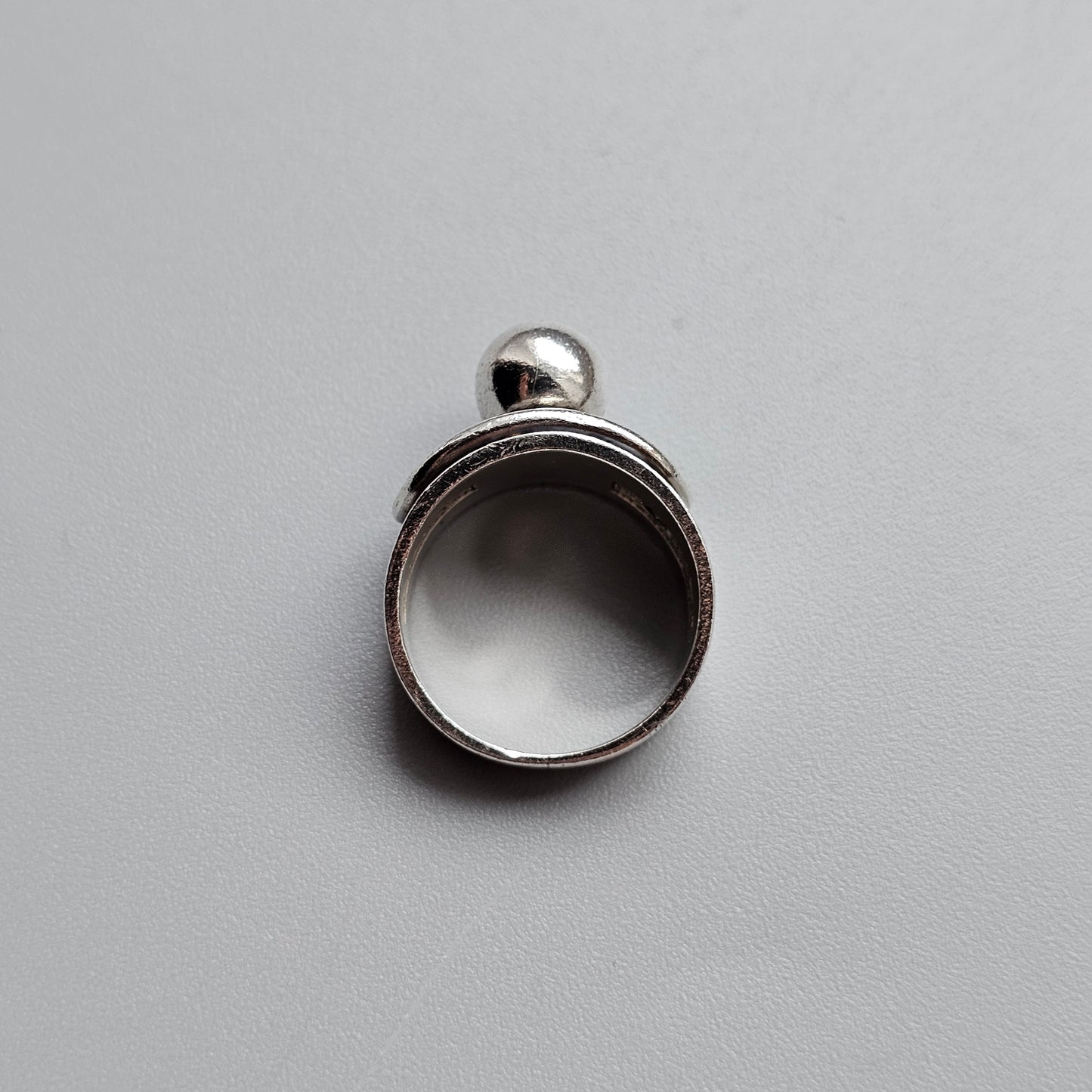 1970s Finnish Modernist Silver Ball Ring by Erik Granit & Co - UK Ring Size L 1/2 -  US Ring Size 6- 1970