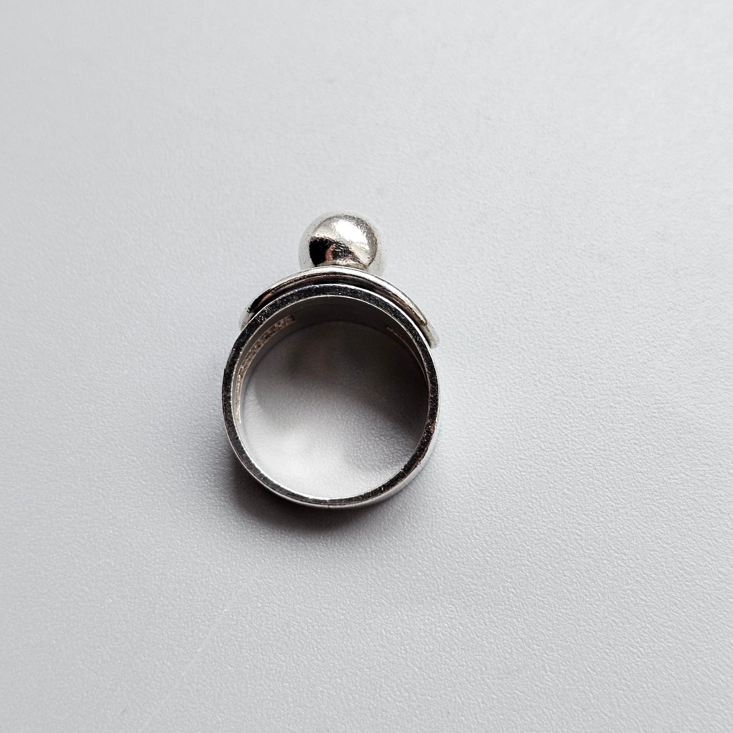 1970s Finnish Modernist Silver Ball Ring by Erik Granit & Co - UK Ring Size L 1/2 -  US Ring Size 6- 1970