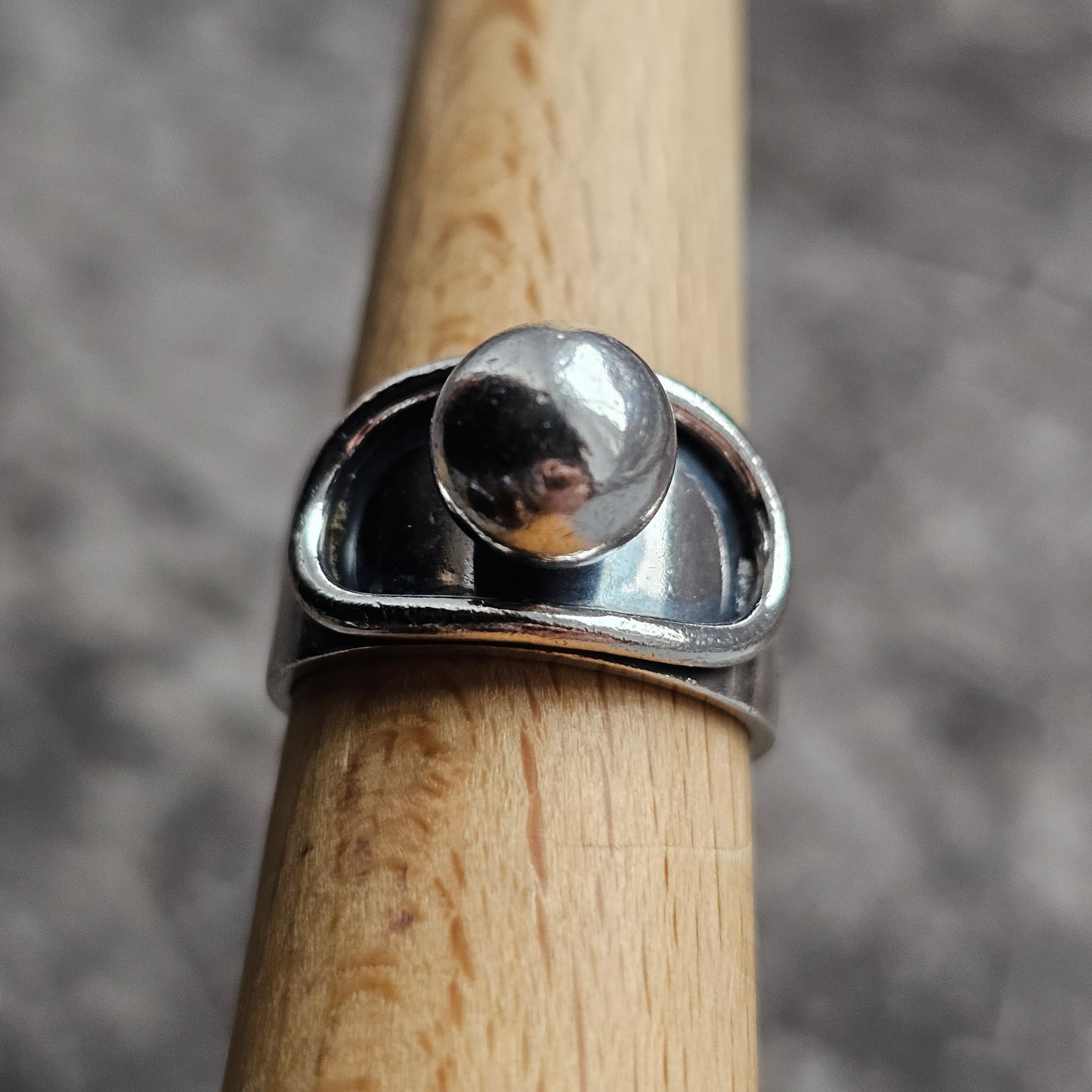 1970s Finnish Modernist Silver Ball Ring by Erik Granit & Co - UK Ring Size L 1/2 -  US Ring Size 6- 1970