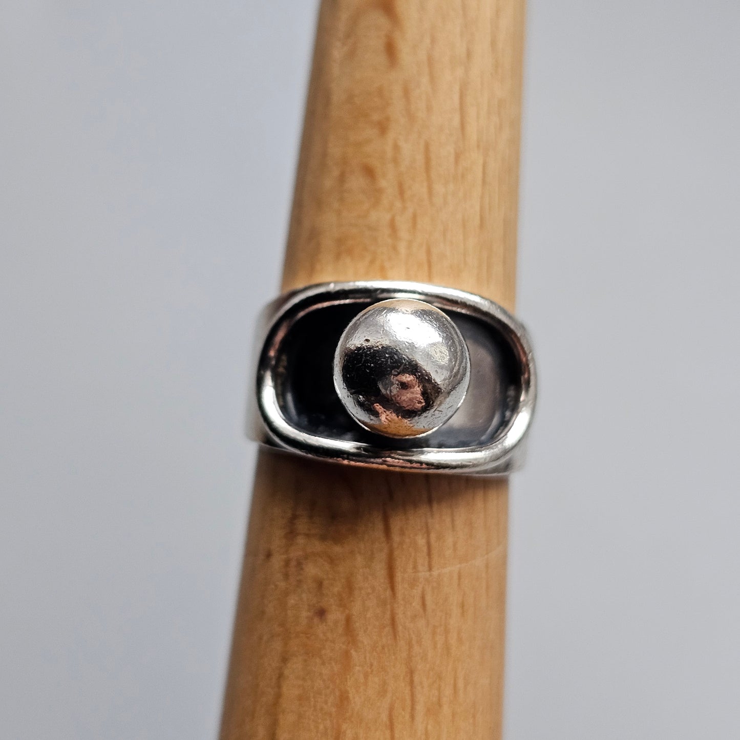 1970s Finnish Modernist Silver Ball Ring by Erik Granit & Co - UK Ring Size L 1/2 -  US Ring Size 6- 1970
