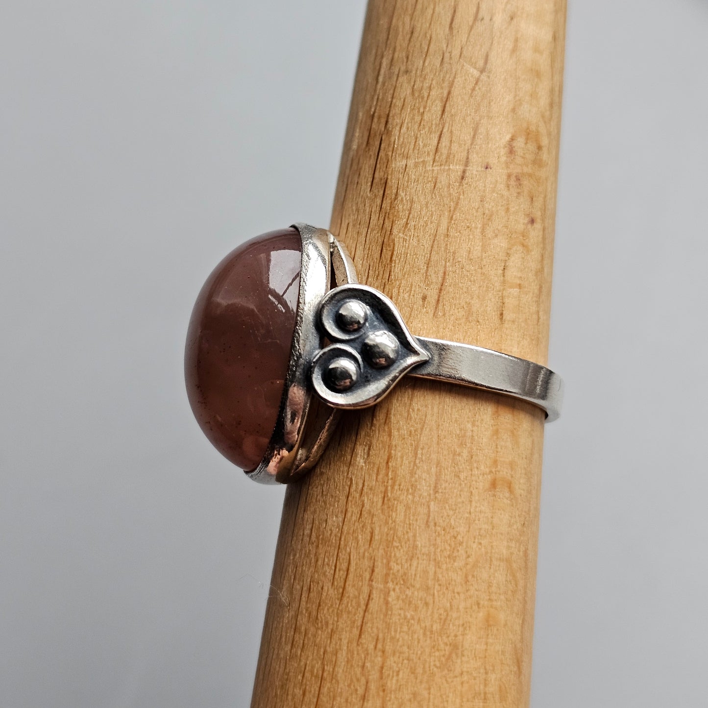 Vintage Soviet USSR Era Silver & Agate Ring - UK Ring Size Q 1/2 -  US Ring Size 8.5