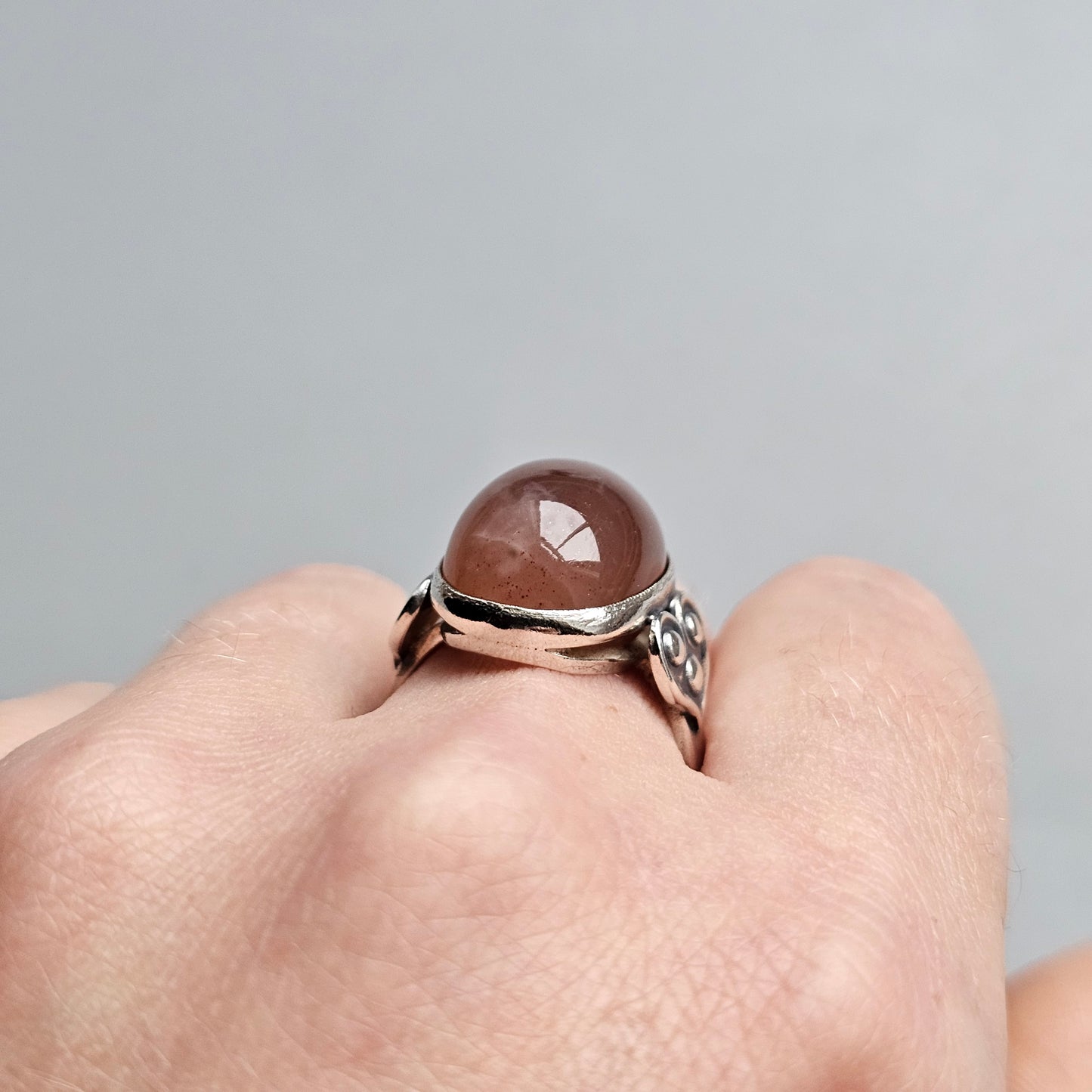 Vintage Soviet USSR Era Silver & Agate Ring - UK Ring Size Q 1/2 -  US Ring Size 8.5