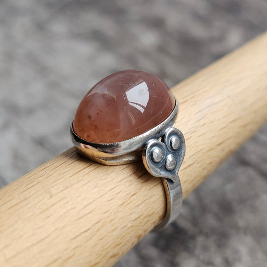 Vintage Soviet USSR Era Silver & Agate Ring - UK Ring Size Q 1/2 -  US Ring Size 8.5