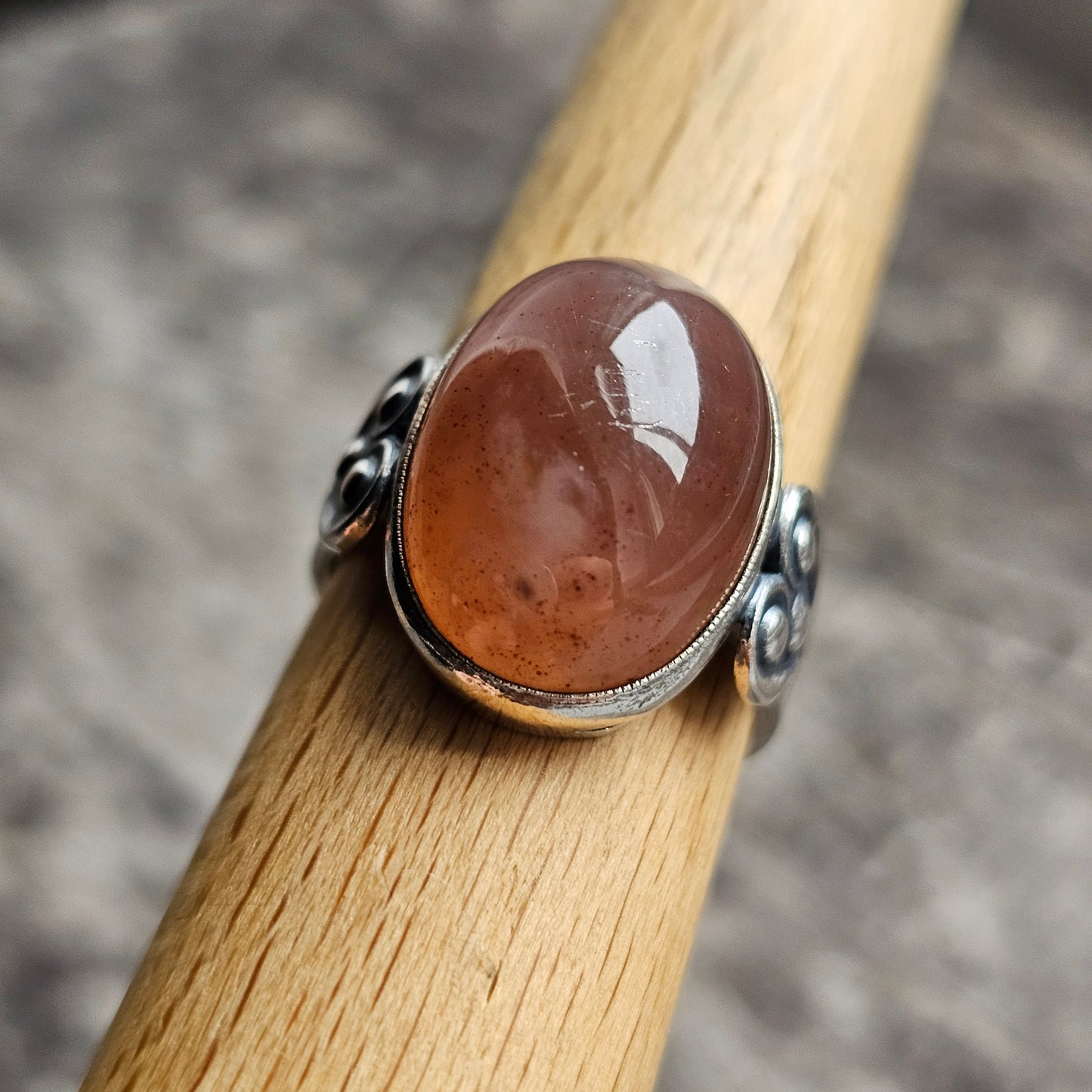 Vintage Soviet USSR Era Silver & Agate Ring - UK Ring Size Q 1/2 -  US Ring Size 8.5