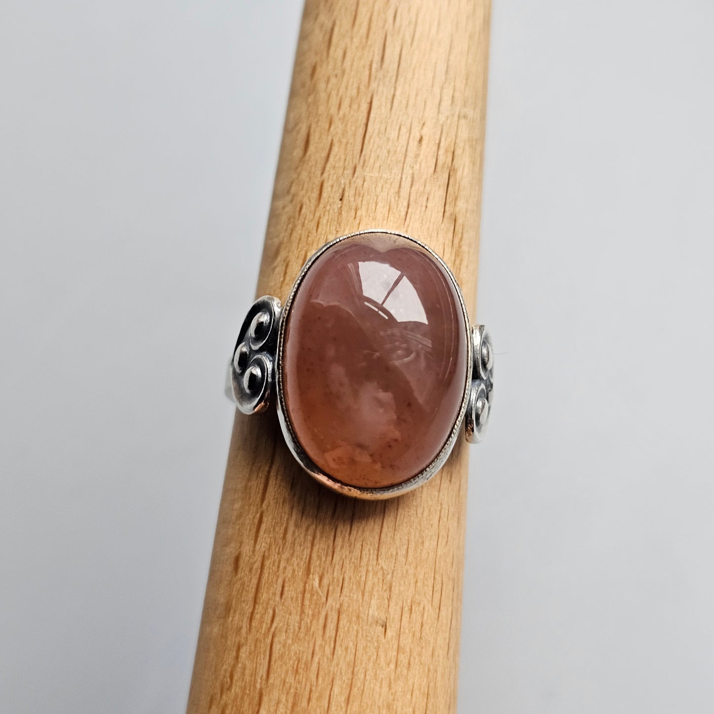 Vintage Soviet USSR Era Silver & Agate Ring - UK Ring Size Q 1/2 -  US Ring Size 8.5