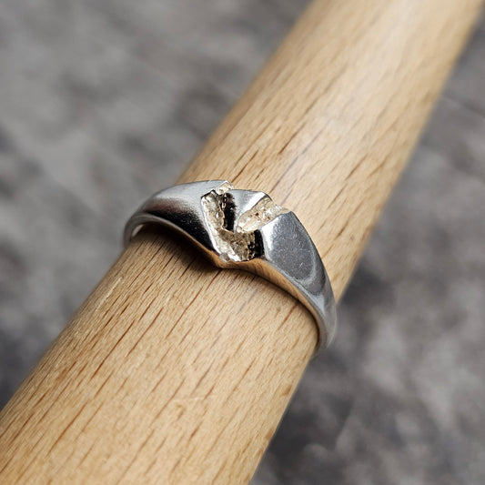 Contemporary Modernist Sterling Silver Band Ring - UK Ring Size O 1/2 -  US Ring Size 7.5