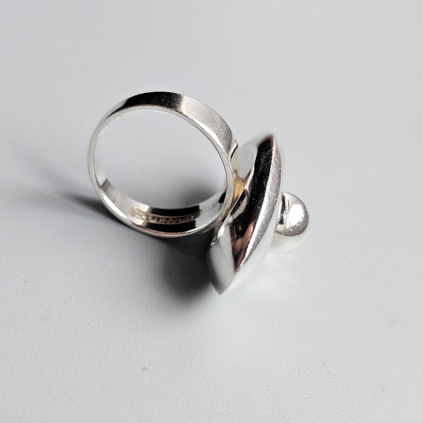 1960s Finnish Modernist Silver Ball Ring by Erik Granit & Co - UK Ring Size M -  US Ring Size 6.25 - 1966