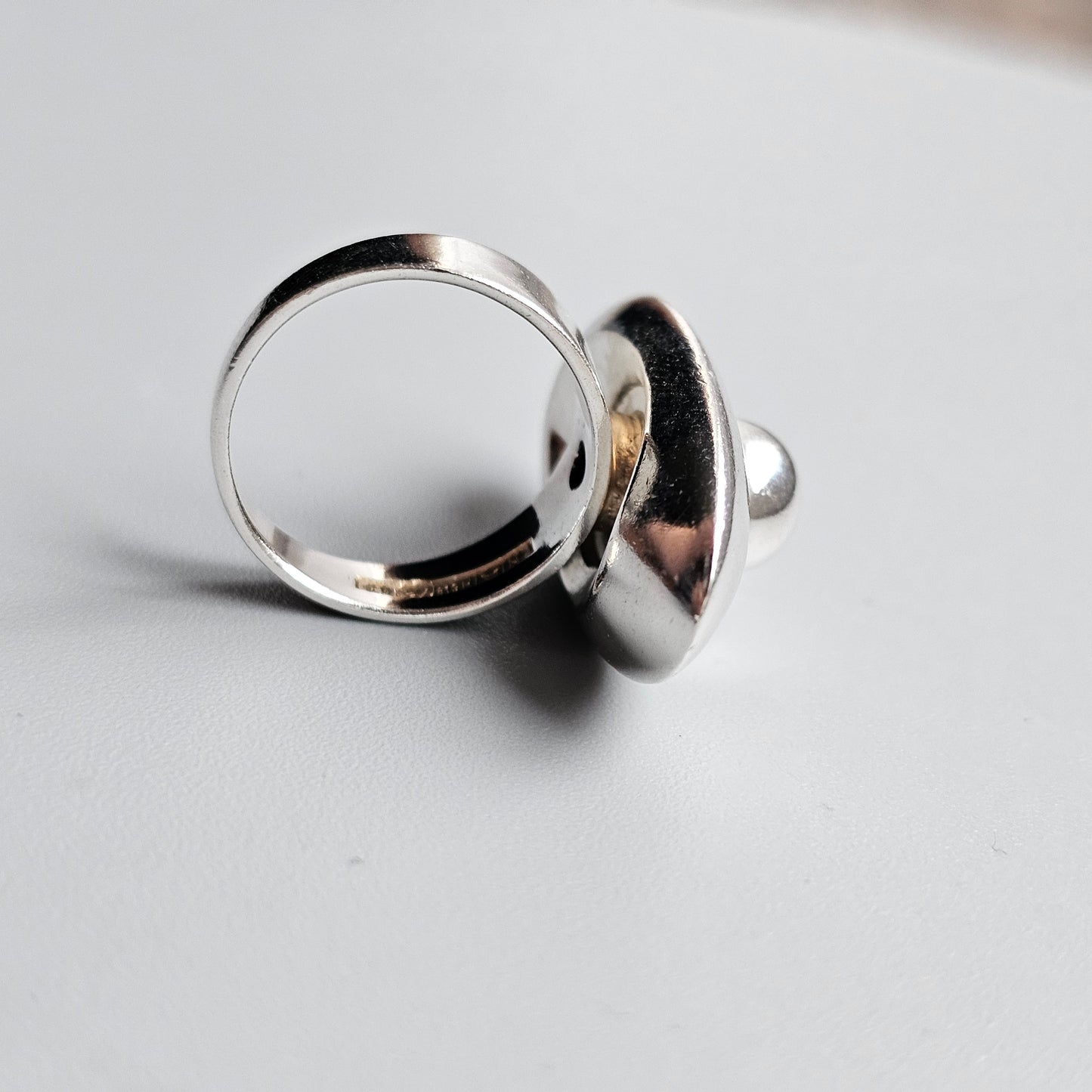 1960s Finnish Modernist Silver Ball Ring by Erik Granit & Co - UK Ring Size M -  US Ring Size 6.25 - 1966