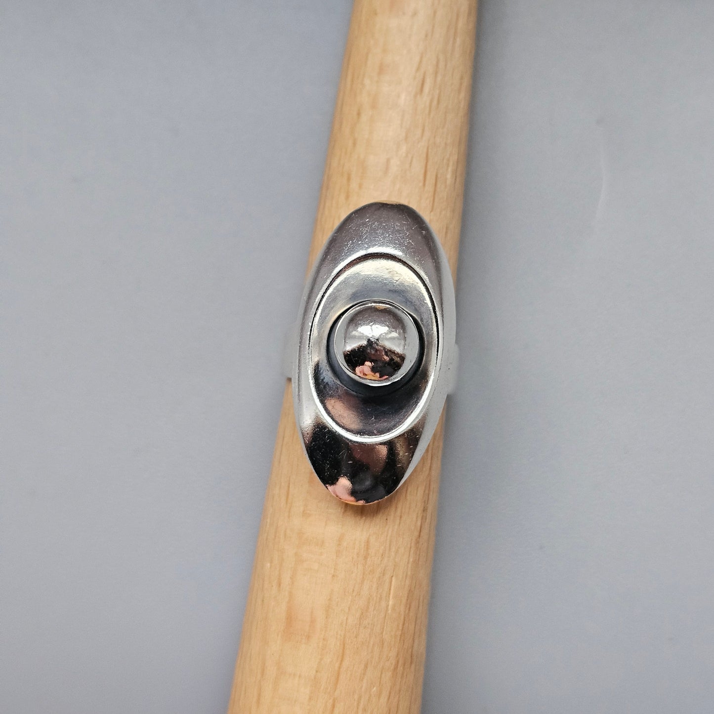 1960s Finnish Modernist Silver Ball Ring by Erik Granit & Co - UK Ring Size M -  US Ring Size 6.25 - 1966