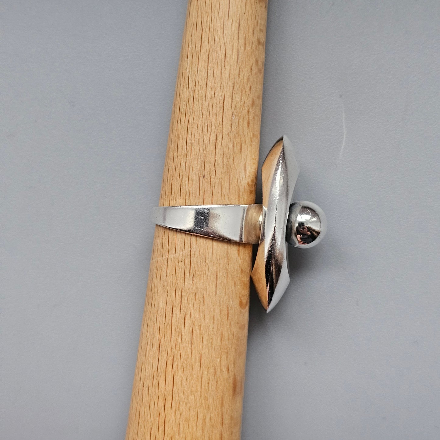 1960s Finnish Modernist Silver Ball Ring by Erik Granit & Co - UK Ring Size M -  US Ring Size 6.25 - 1966
