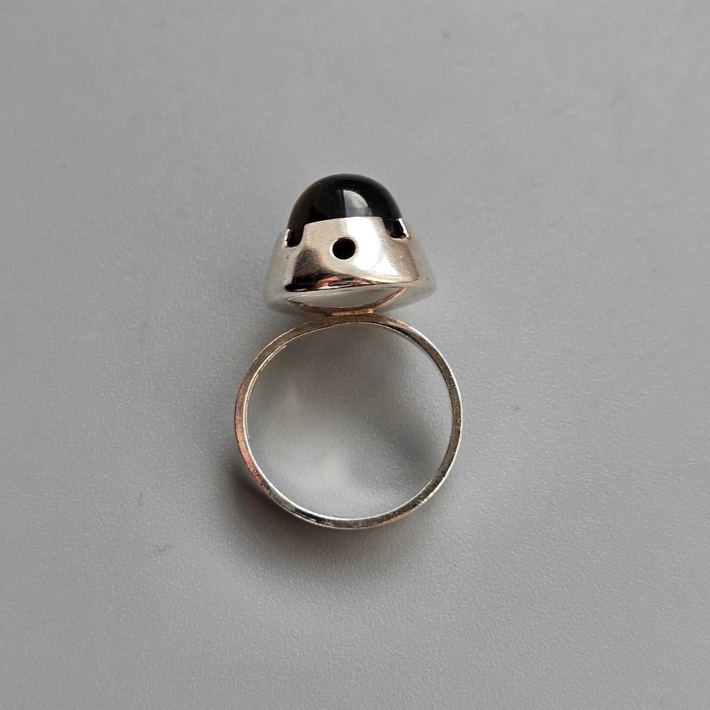 1960s Finnish Modernist Silver & Tigers Eye Ring — Martti Viikinniemi - UK Ring Size Q -  US Ring Size 8 - 1967