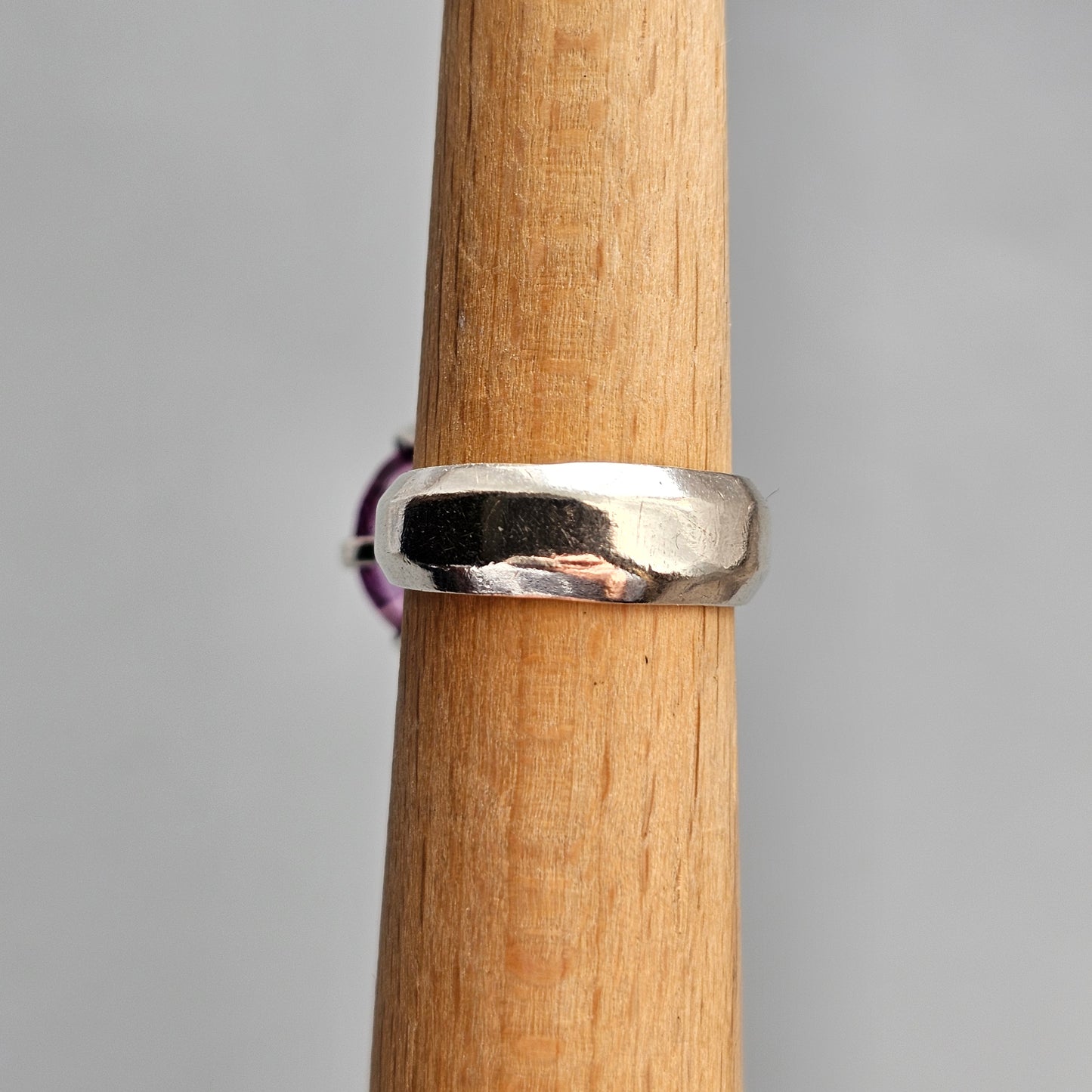 1960s Swedish Modernist Silver Ring with Lab-Created Purple Sapphire — Bengt Hallberg - UK Ring Size L -  US Ring Size 5.75 - 1967