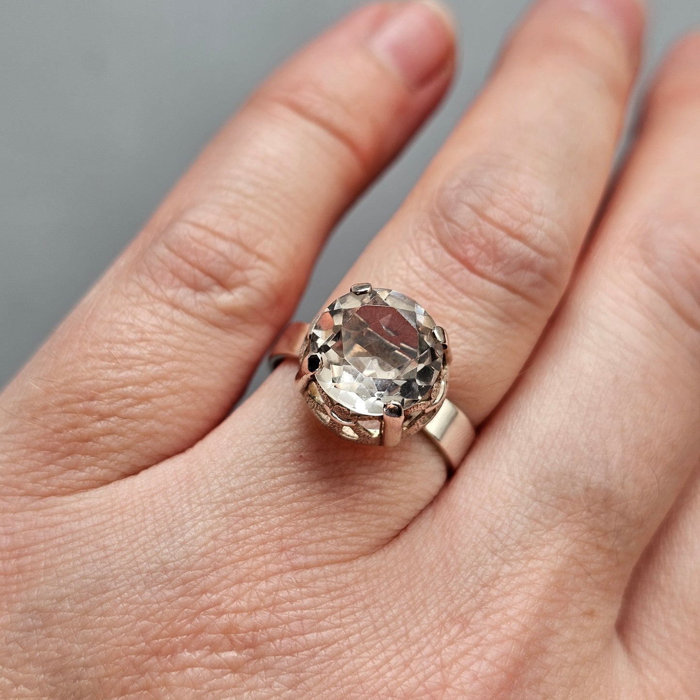 1970s Finnish Silver Ring with Rock Crystal – Martti Viikinniemi - UK Ring Size M 1/2 -  US Ring Size 6.5 - 1970