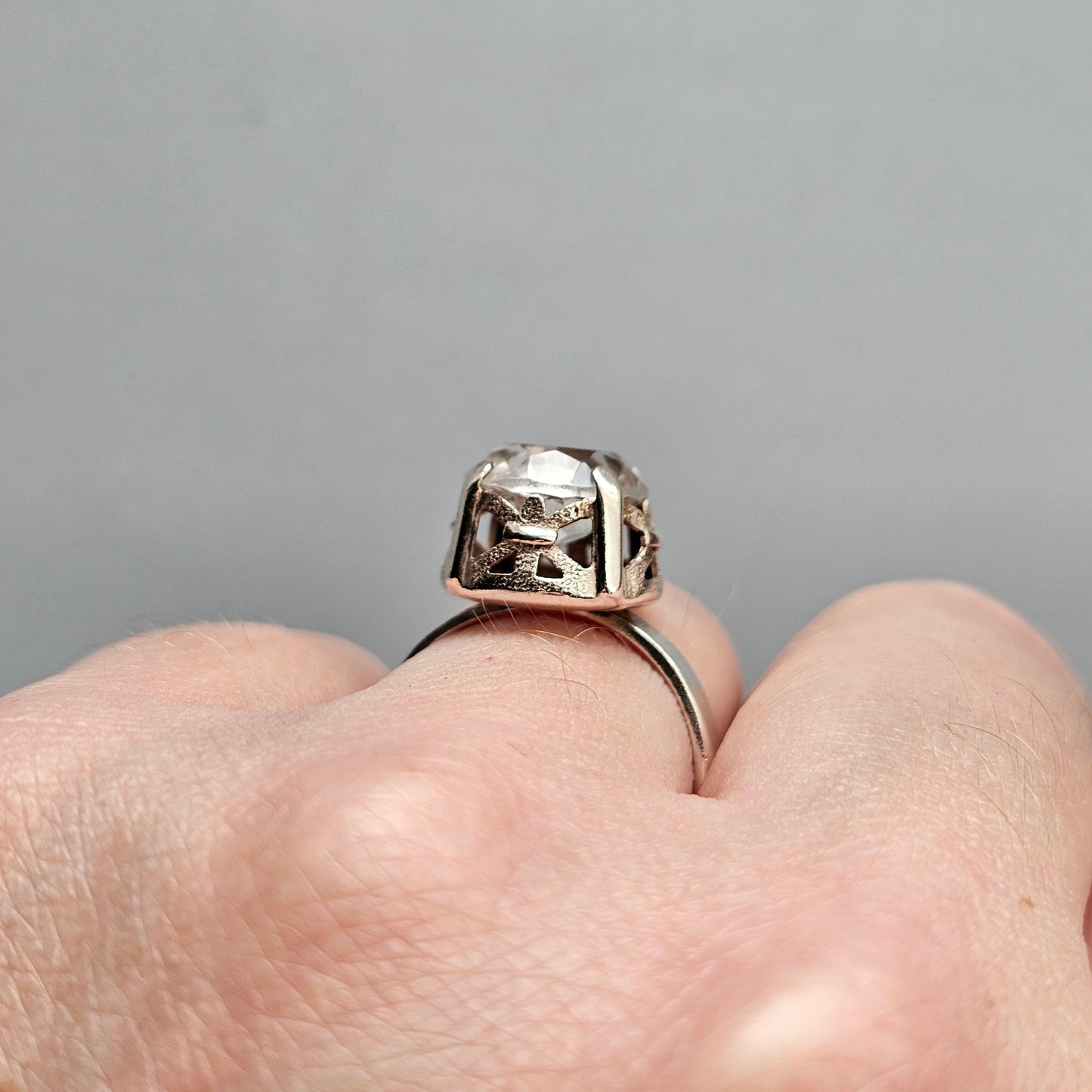 1970s Finnish Silver Ring with Rock Crystal – Martti Viikinniemi - UK Ring Size M 1/2 -  US Ring Size 6.5 - 1970