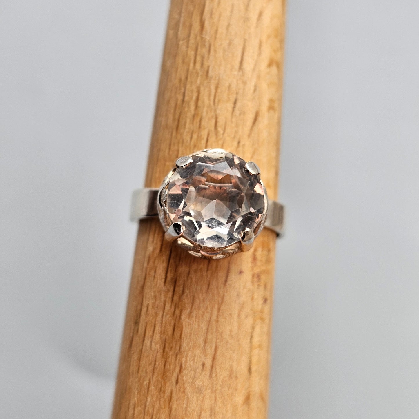1970s Finnish Silver Ring with Rock Crystal – Martti Viikinniemi - UK Ring Size M 1/2 -  US Ring Size 6.5 - 1970