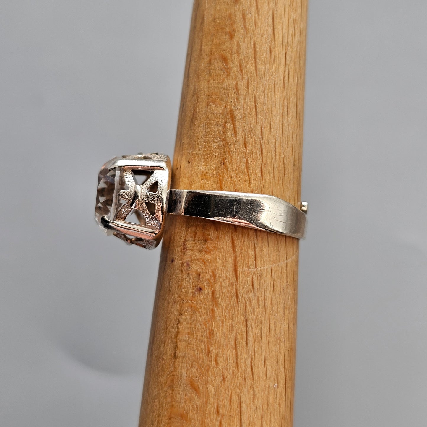 1970s Finnish Silver Ring with Rock Crystal – Martti Viikinniemi - UK Ring Size M 1/2 -  US Ring Size 6.5 - 1970