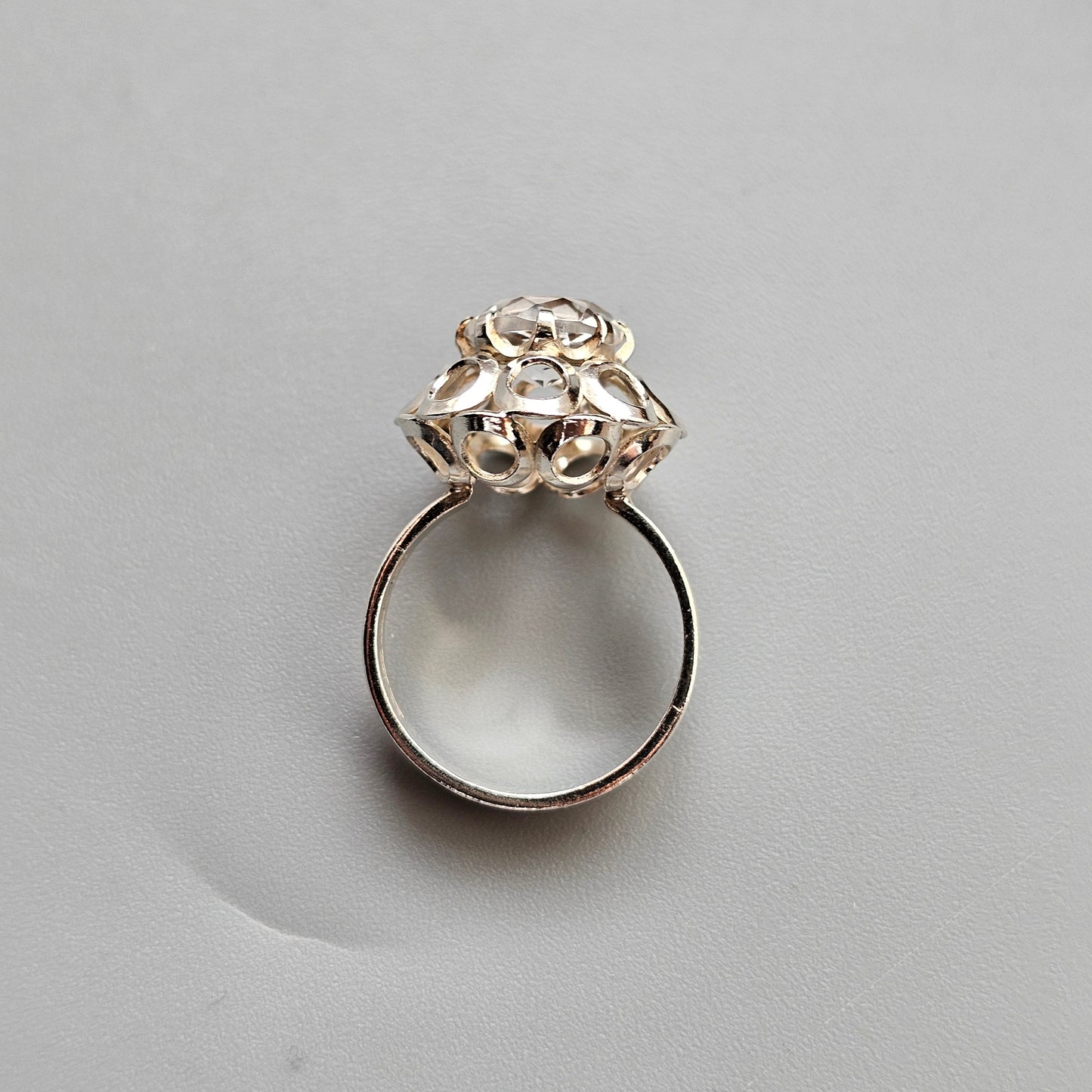 1970s Finnish Modernist Silver Ring with Rock Crystal — Tuomo Rissanen - UK Ring Size Q 1/2 -  US Ring Size 8.25 - 1975