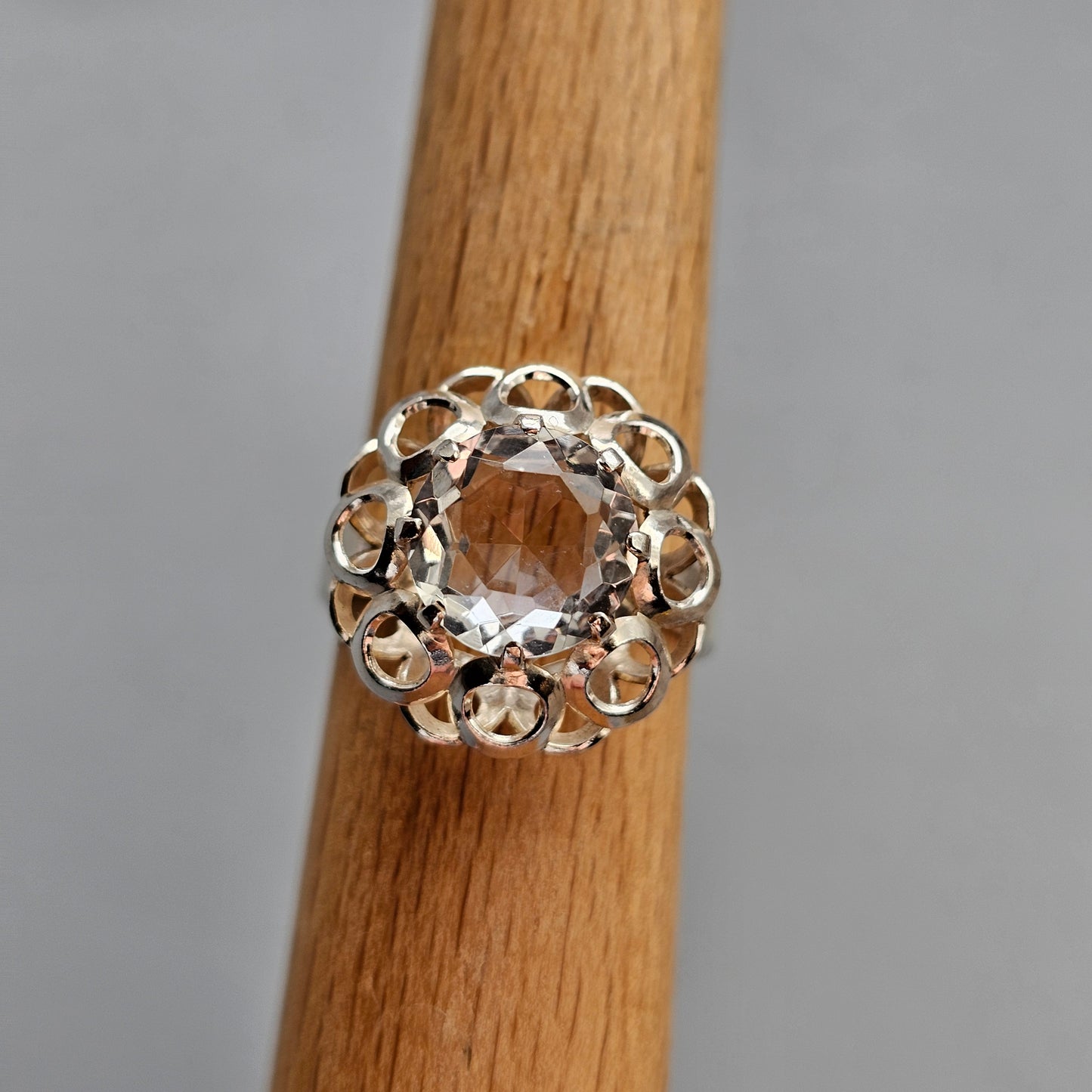 1970s Finnish Modernist Silver Ring with Rock Crystal — Tuomo Rissanen - UK Ring Size Q 1/2 -  US Ring Size 8.25 - 1975