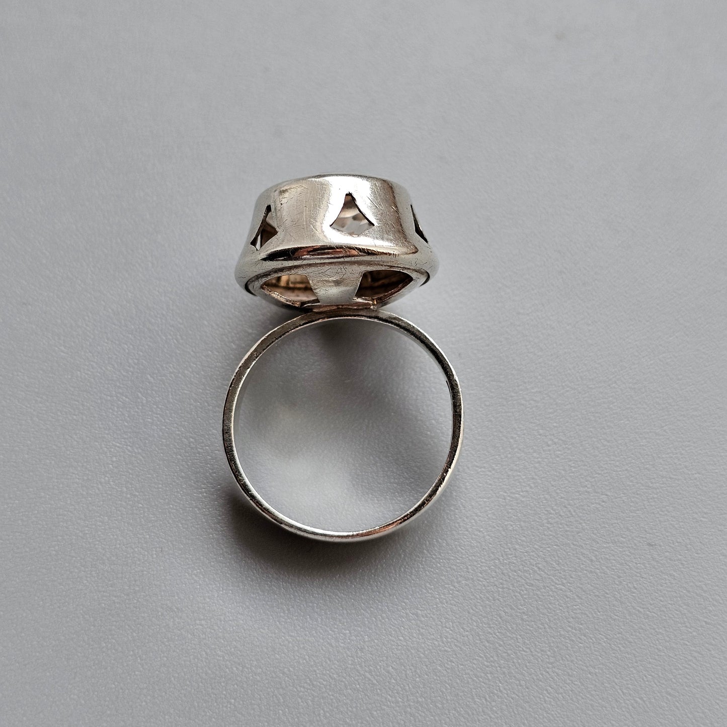 Modernist 1960s Finnish Silver Ring with Rock Crystal – Martti Viikinniemi - UK Ring Size N -  US Ring Size 6.75 - 1968