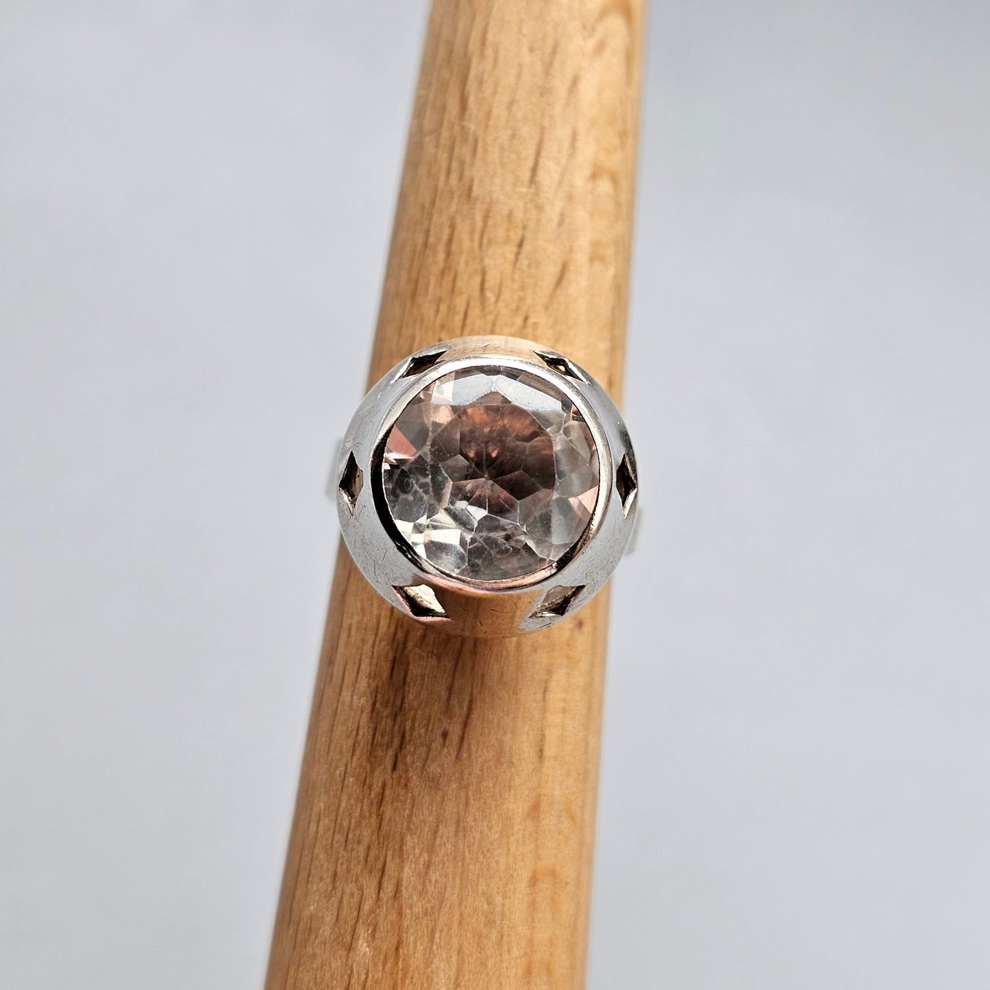 Modernist 1960s Finnish Silver Ring with Rock Crystal – Martti Viikinniemi - UK Ring Size N -  US Ring Size 6.75 - 1968