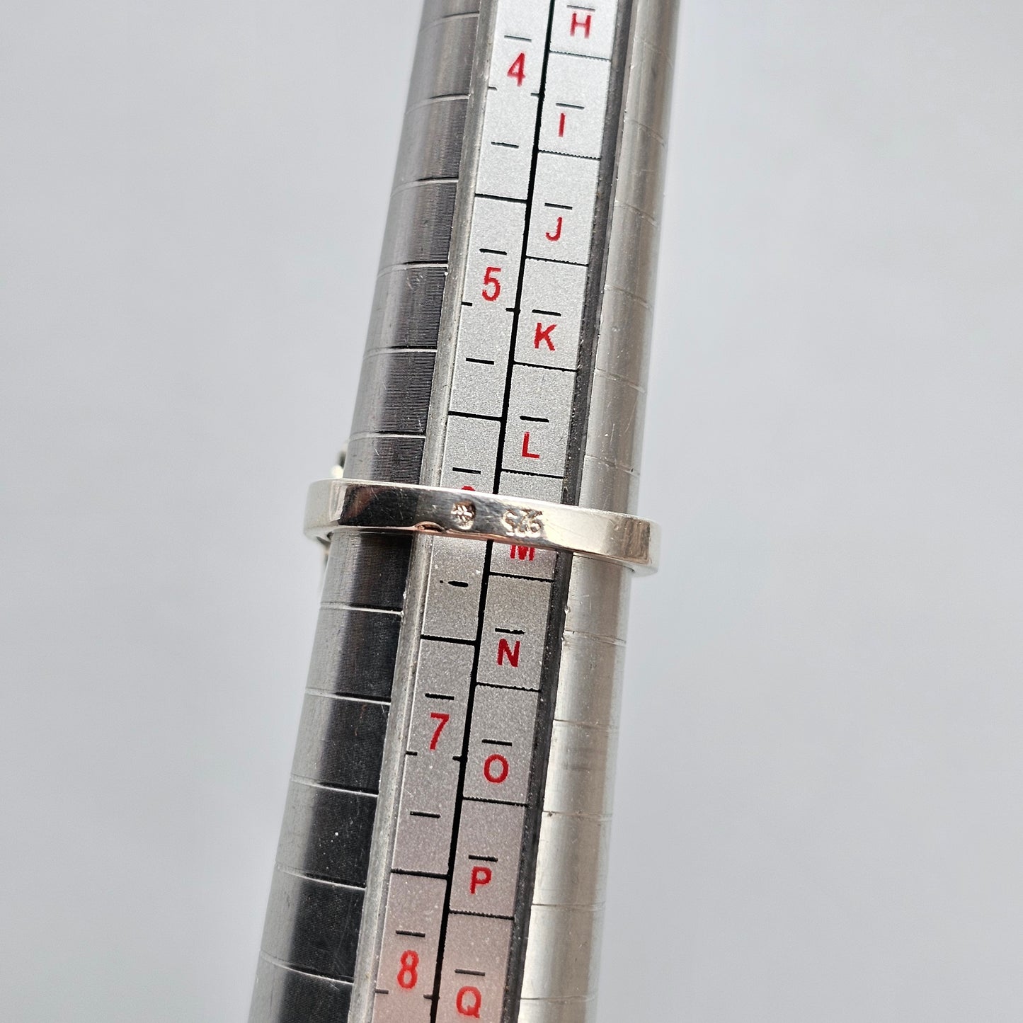 Vintage 1970s Sterling Silver & Nephrite Jade Ring - UK Ring Size L 1/2 -  US Ring Size 6