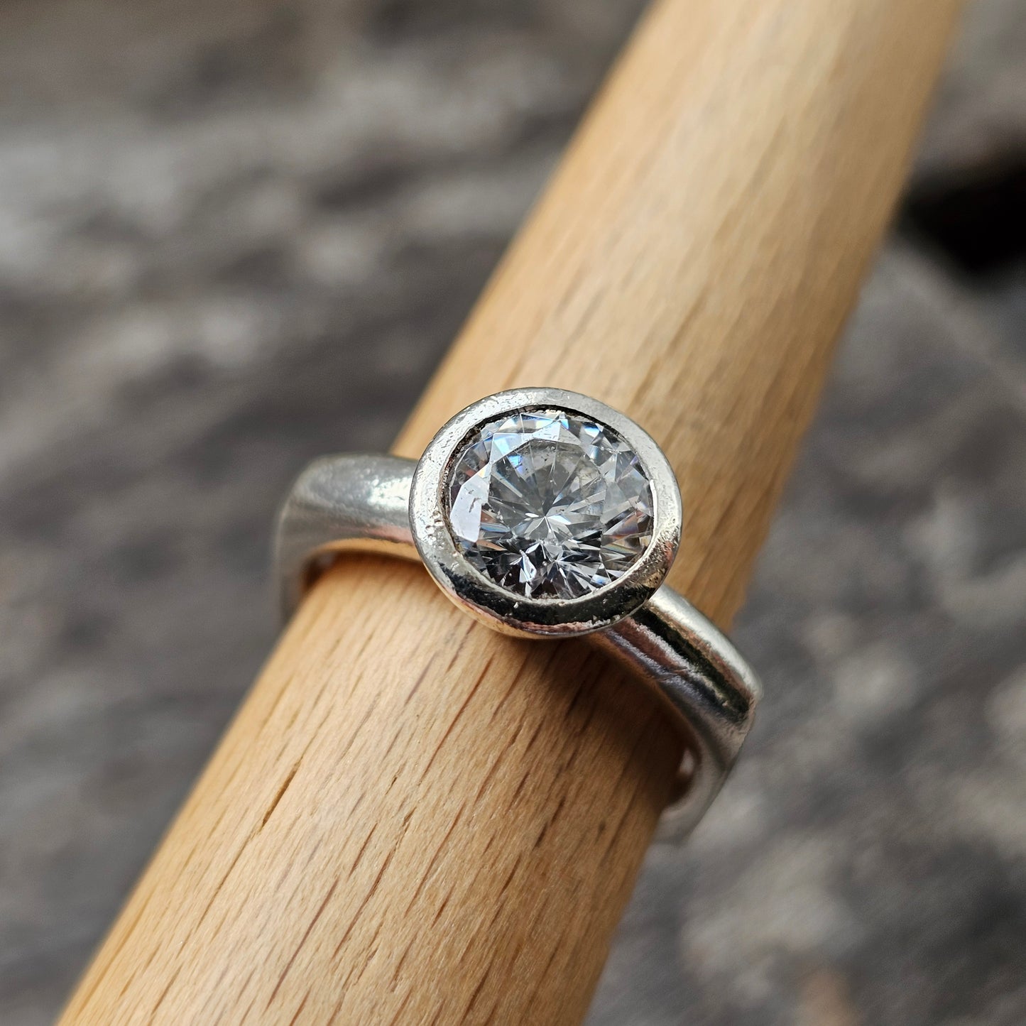 Y2K era Finnish Sterling Silver & Cubic Zirconia Ring - UK Ring Size P -  US Ring Size 7.5 - 2001