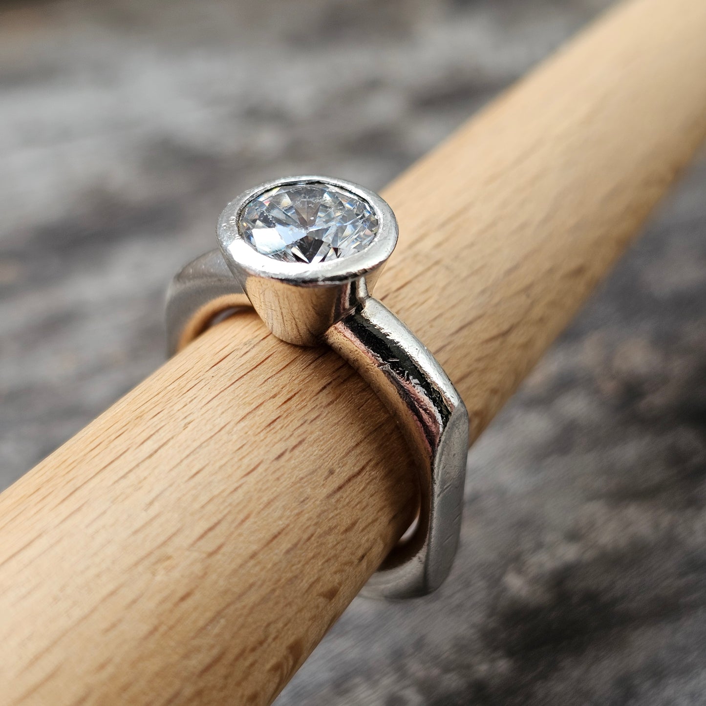 Y2K era Finnish Sterling Silver & Cubic Zirconia Ring - UK Ring Size P -  US Ring Size 7.5 - 2001