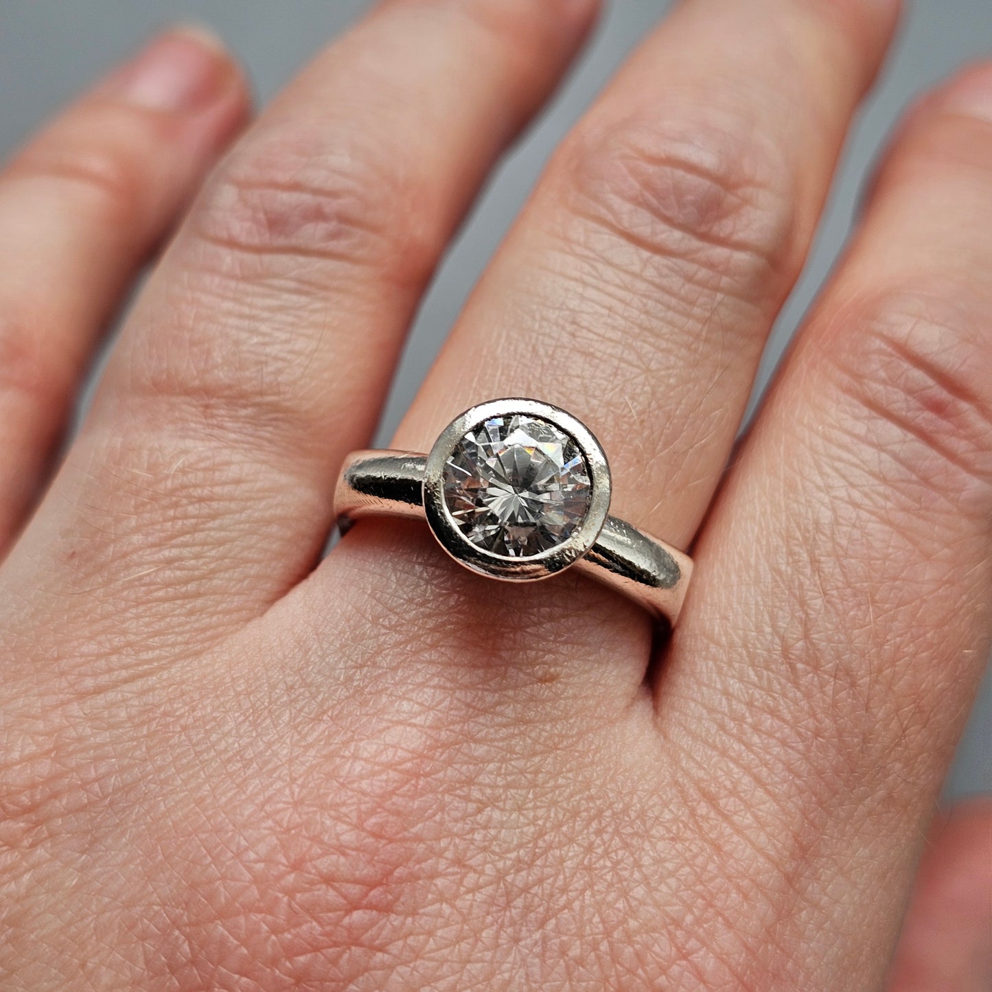 Y2K era Finnish Sterling Silver & Cubic Zirconia Ring - UK Ring Size P -  US Ring Size 7.5 - 2001