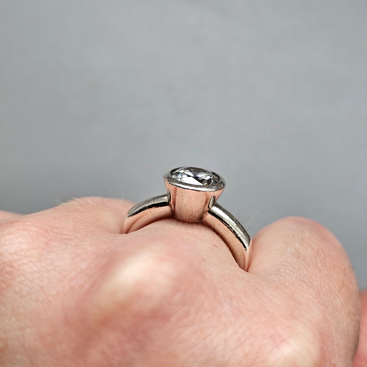 Y2K era Finnish Sterling Silver & Cubic Zirconia Ring - UK Ring Size P -  US Ring Size 7.5 - 2001