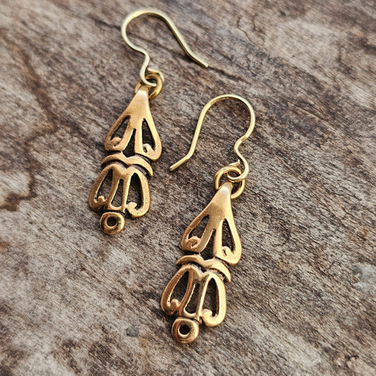 Vintage Kalevala Koru Bronze Earrings Sun Lion Aurinkoleijona Medieval Inspired Design