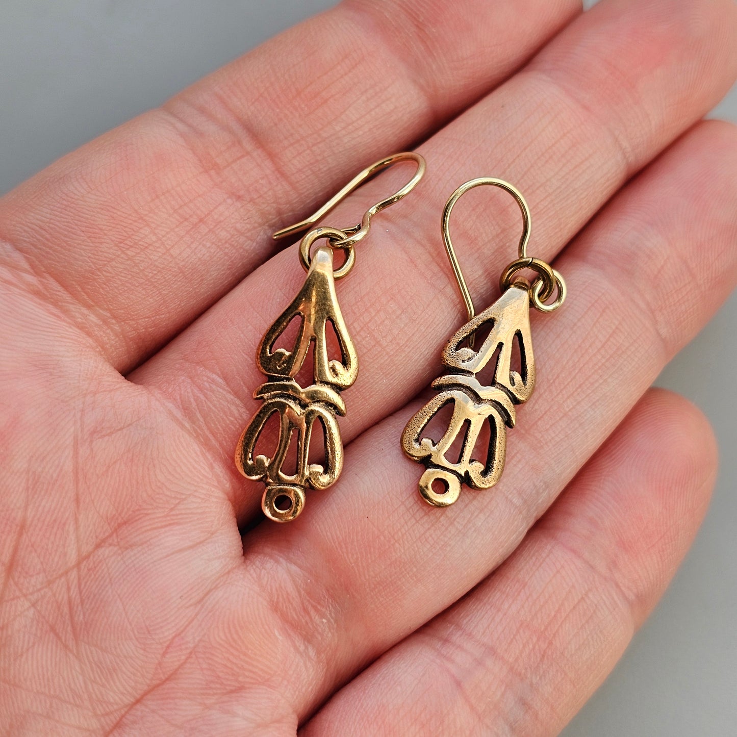 Vintage Kalevala Koru Bronze Earrings Sun Lion Aurinkoleijona Medieval Inspired Design