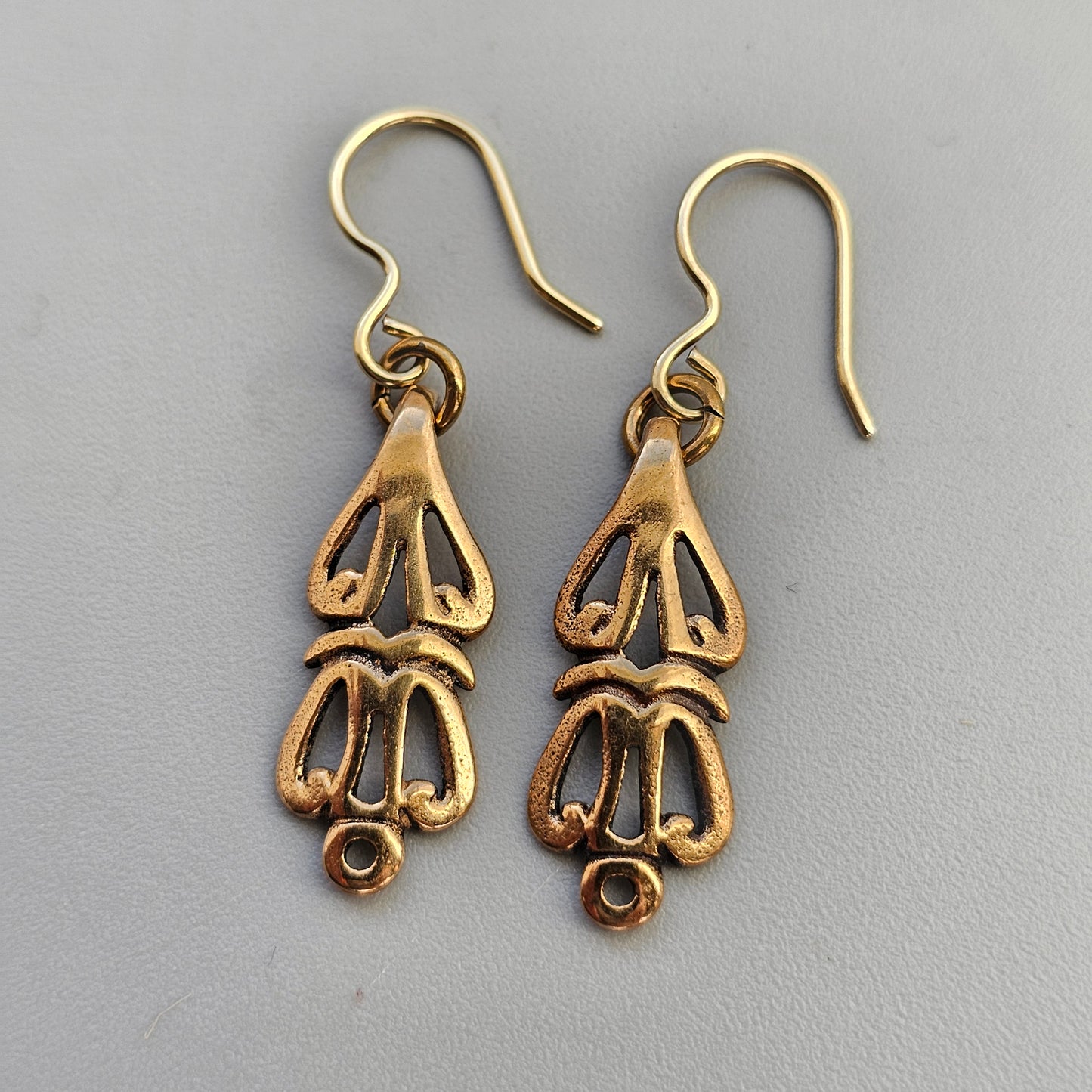 Vintage Kalevala Koru Bronze Earrings Sun Lion Aurinkoleijona Medieval Inspired Design